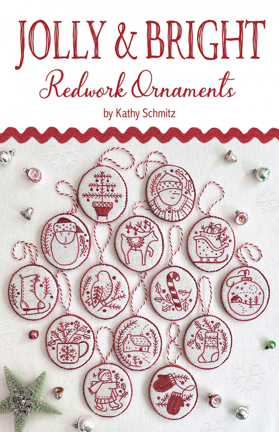 Jolly & Bright Redwork Ornaments Embroidery Pattern from Kathy Schmitz Studio