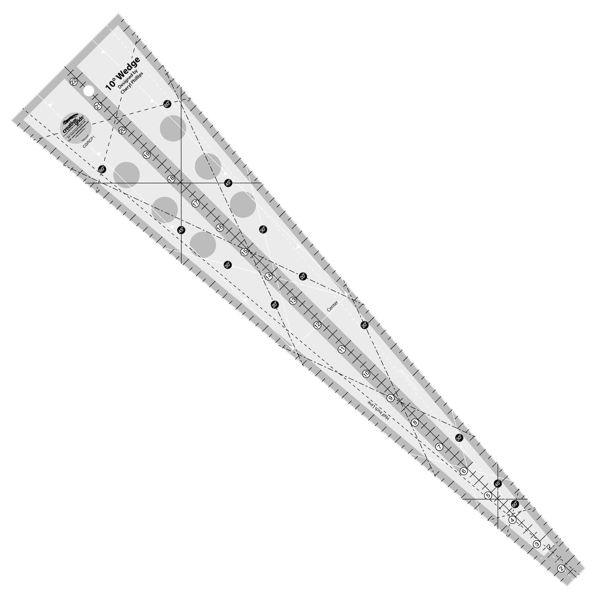 Wage Ruller Creative Grids 10 Degree Wedge Ruler by Cheryl Phillips (CGRCP1)