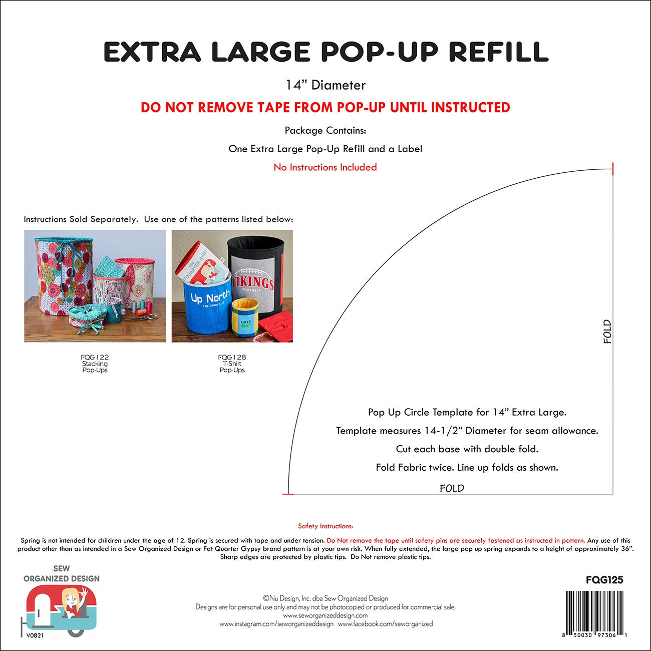 Extra Large 14-Inch Pop Up Refill by Joanne Hillestad for Sew Organized Design