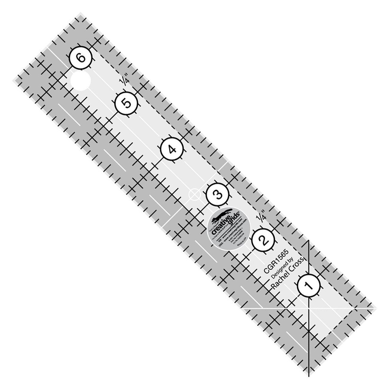 Creative Grids 1-1/2-Inch x 6-1/2-Inch Quilt Ruler (CGR1565)