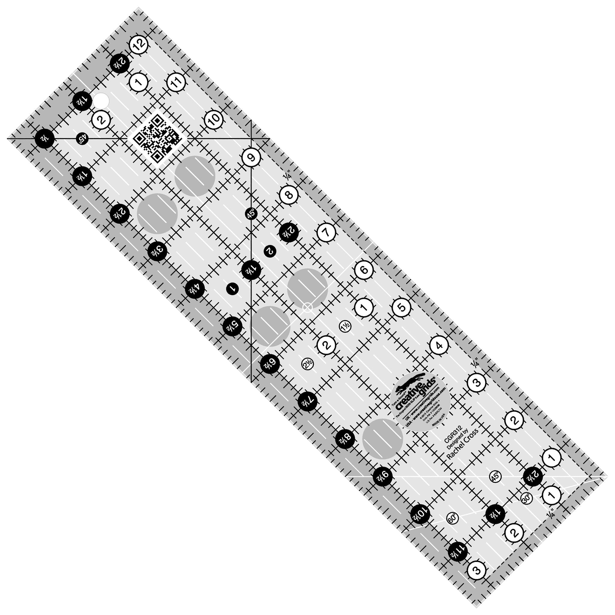 Creative Grids 3-1/2-Inch x 12-1/2-Inch Quilt Ruler (CGR312)