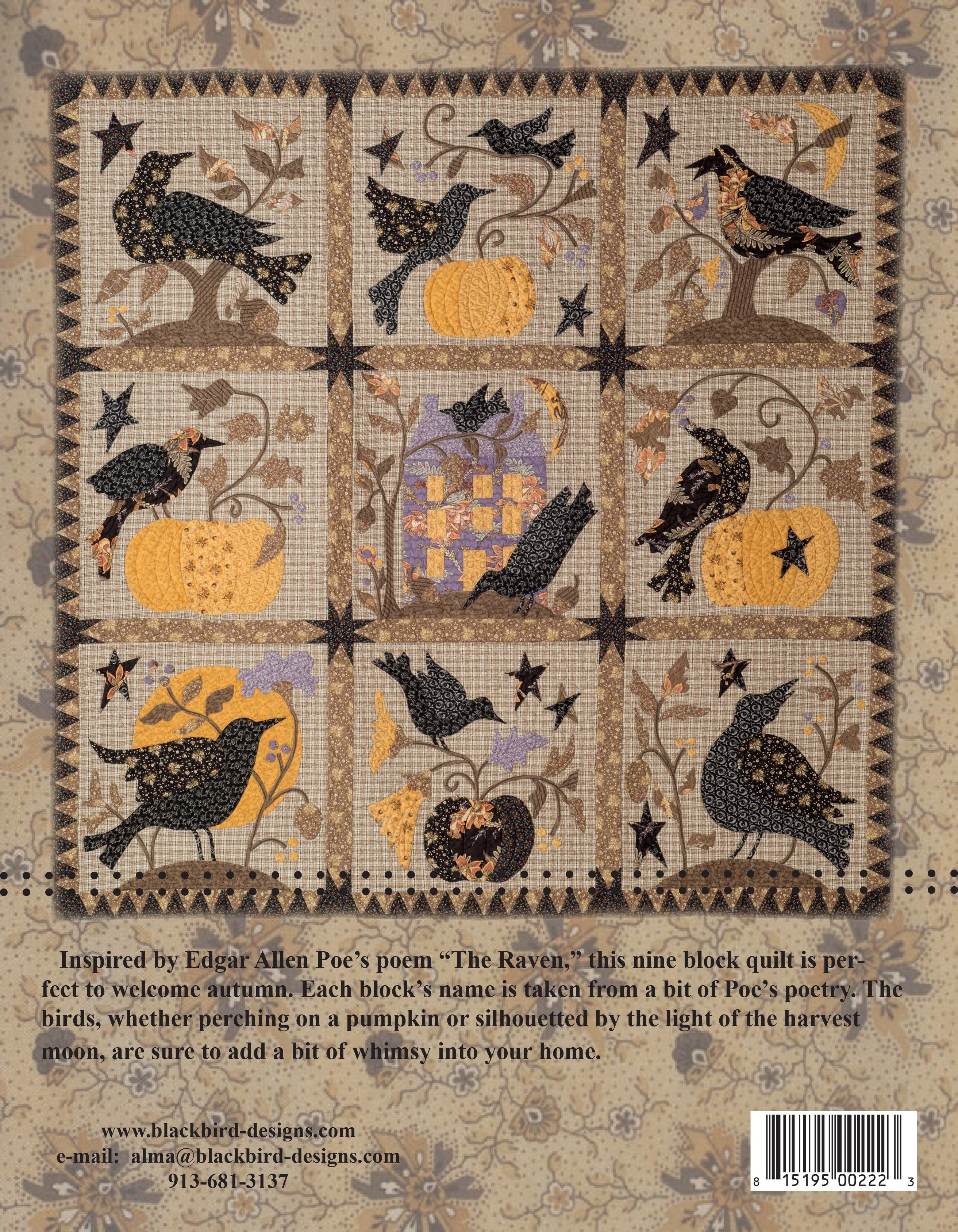 The Raven Applique Quilt Pattern by Barb Adams and Alma Allen of Blackbird Designs