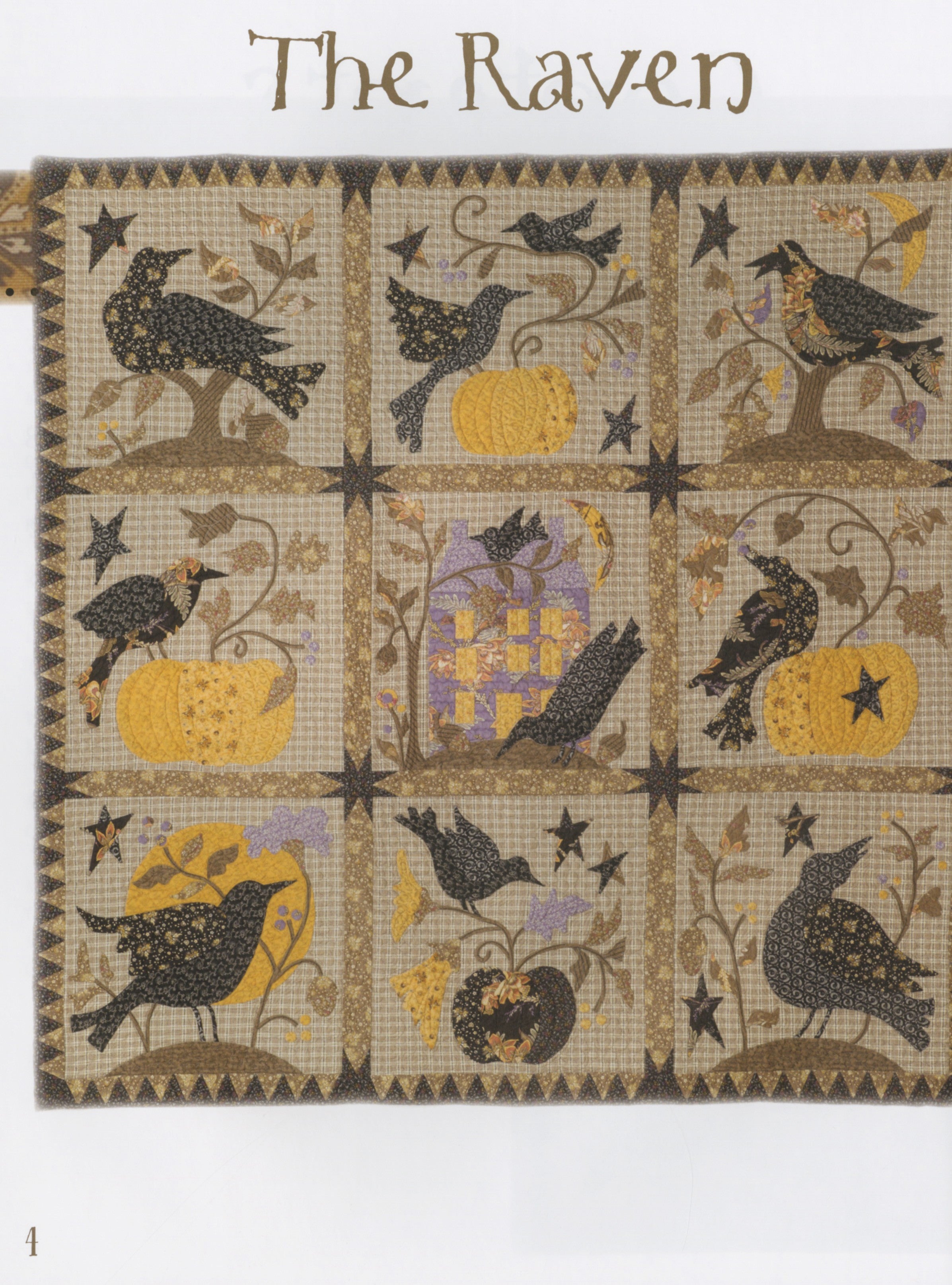 The Raven Applique Quilt Pattern by Barb Adams and Alma Allen of Blackbird Designs