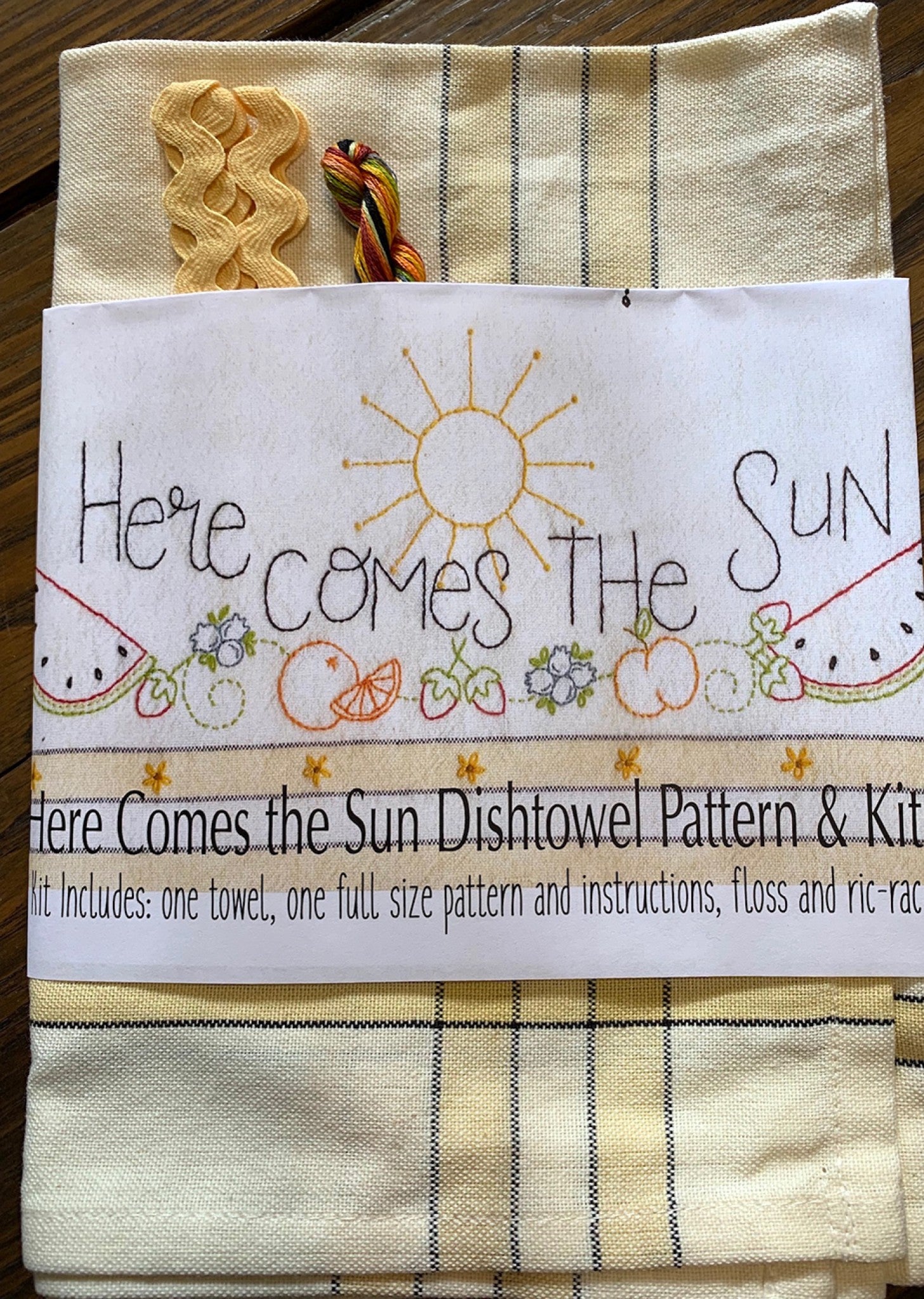 Here Comes The Sun Dishtowel Kit Sewing Pattern from Bareroots