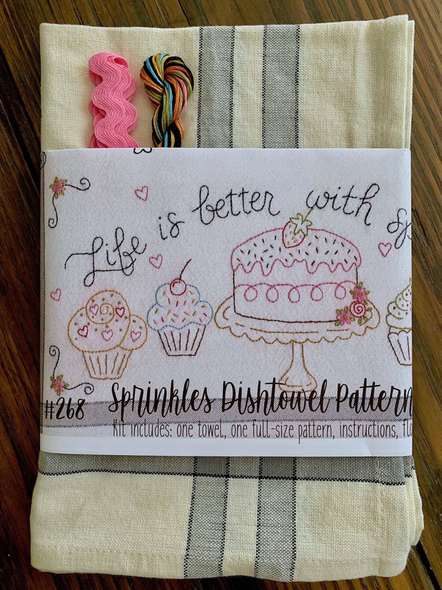 Sprinkles Embroidery Dishtowel Kit Sewing Pattern from Bareroots