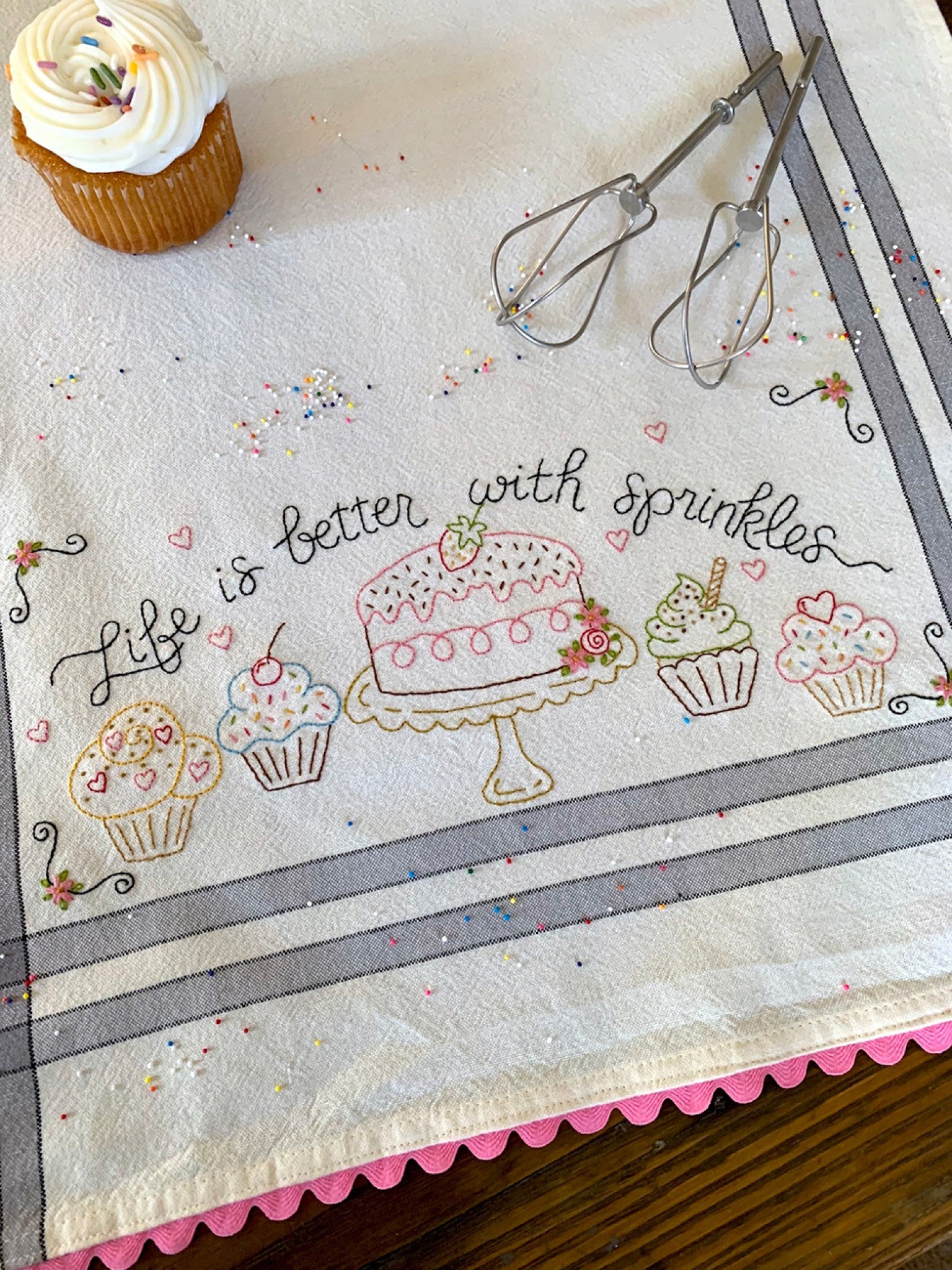 Sprinkles Embroidery Dishtowel Kit Sewing Pattern from Bareroots