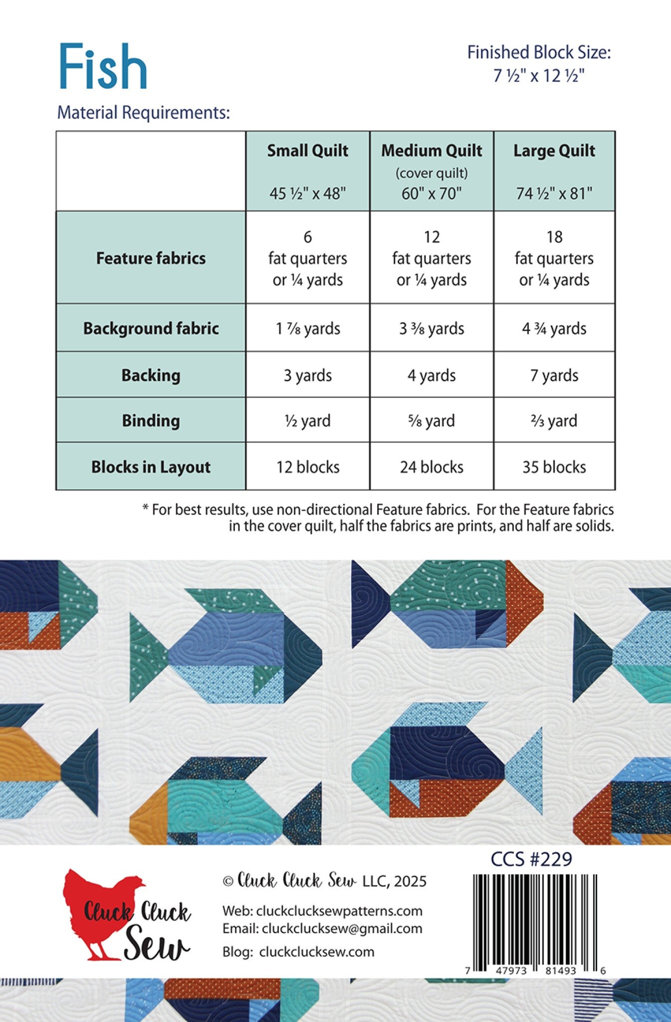 Fish Quilt Pattern by  from Cluck Cluck Sew