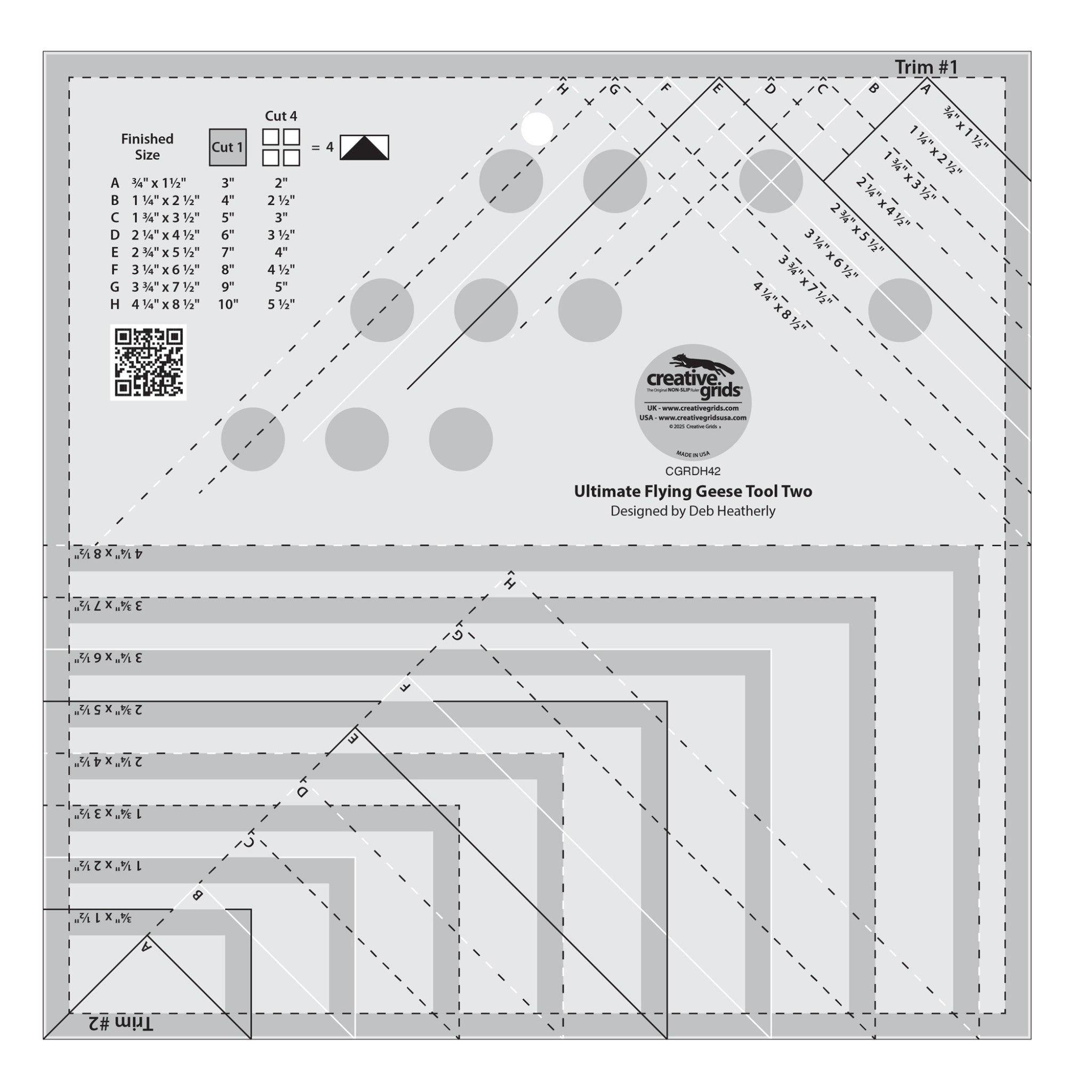 Creative Grids Ultimate Flying Geese Tool Two by Heatherly, Deb (CGRDH42)