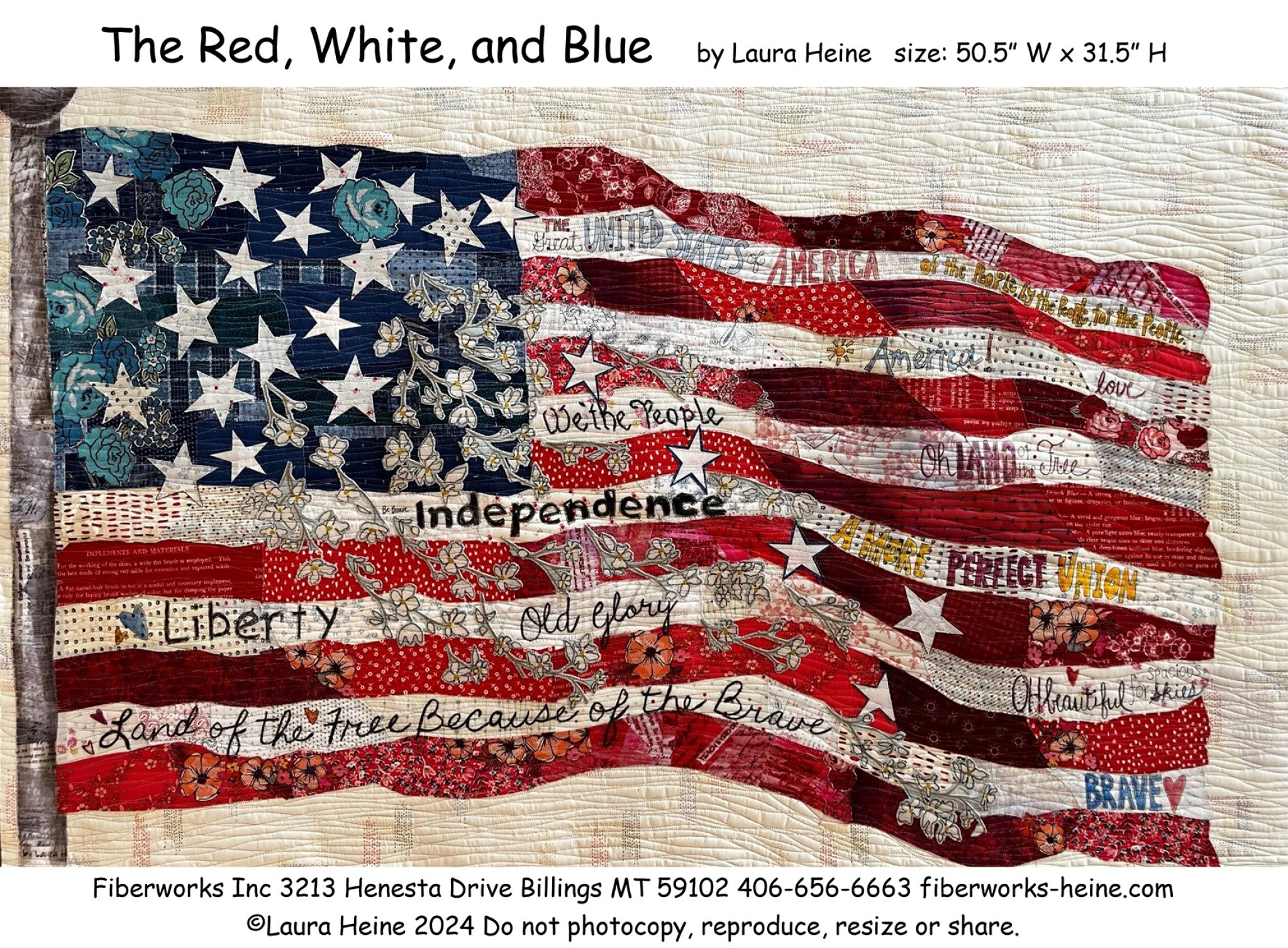The Red White And Blue Flag Collage Pattern By Laura Heine by Laura Heine for Fiberworks