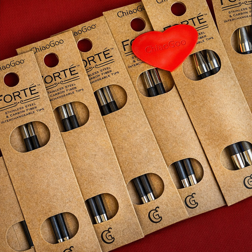 ChiaoGoo 4 Inch (13 cm) FORTÉ Carbon Fiber with Stainless Steel Knitting Needle Interchangeable Tips