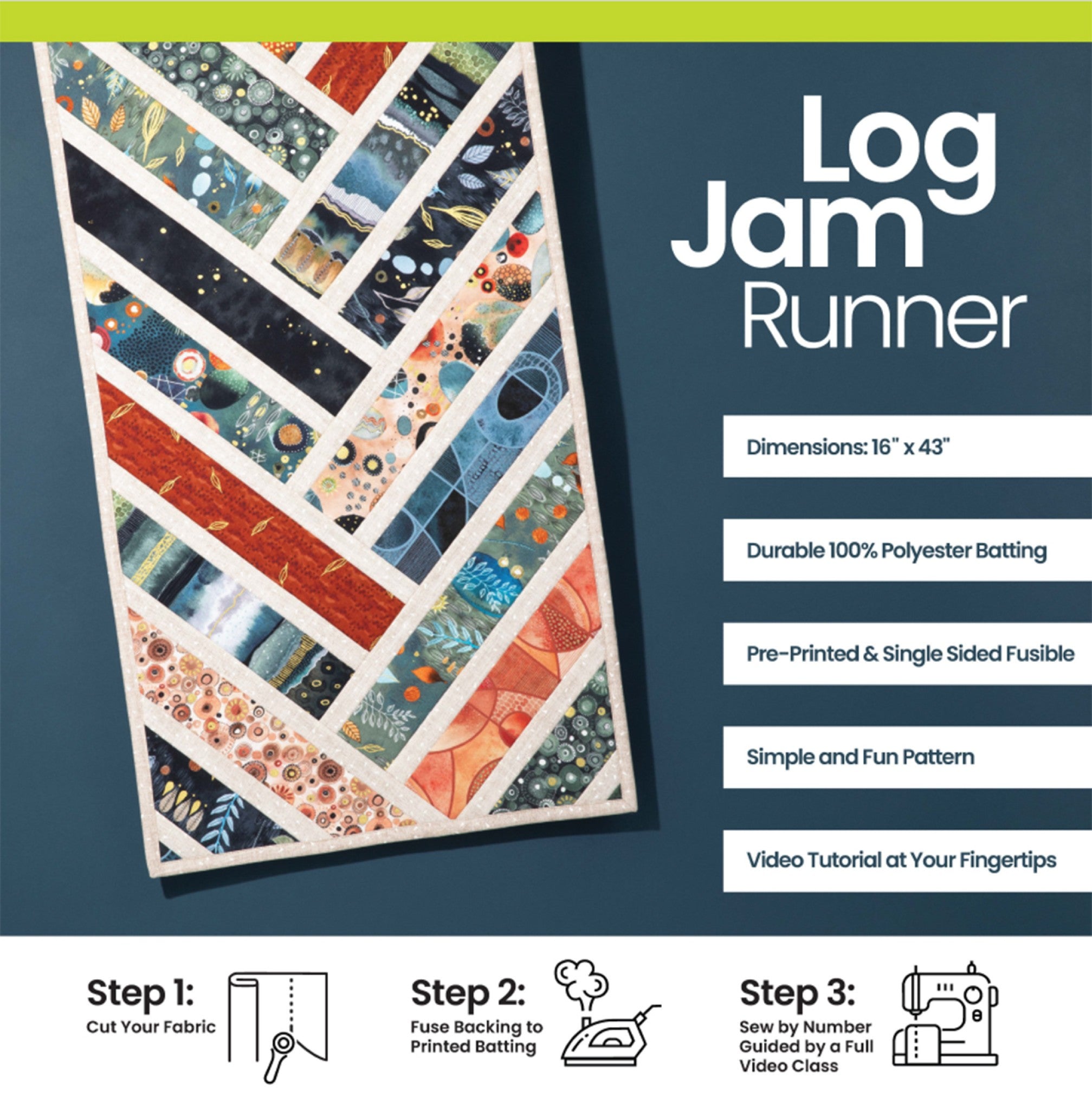 Log Jam Quilt As You Go Batting Kit by Gudrun Erla of G. E. Designs