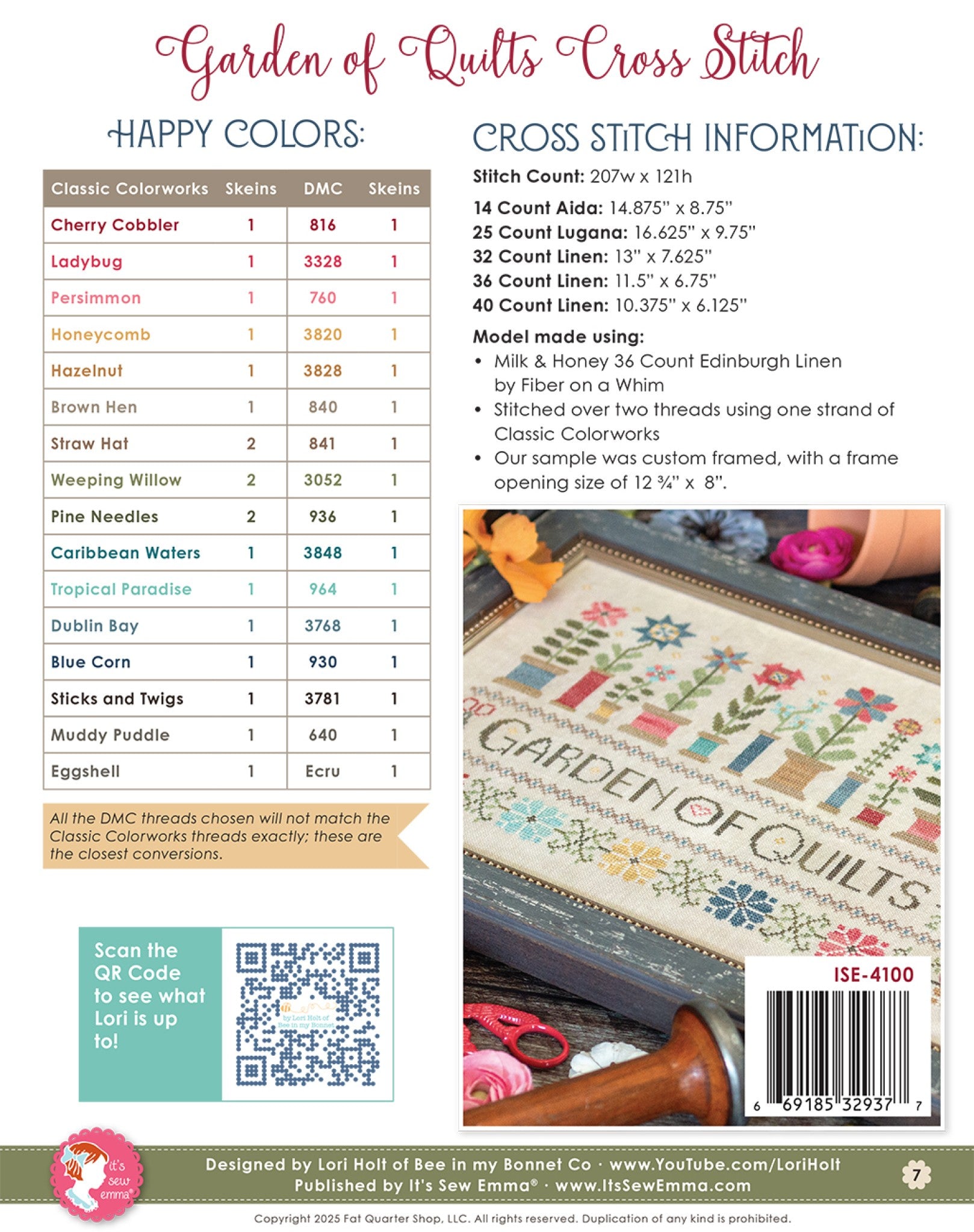 Garden Of Quilts Cross Stitch Pattern by Lori Holt from It's Sew Emma