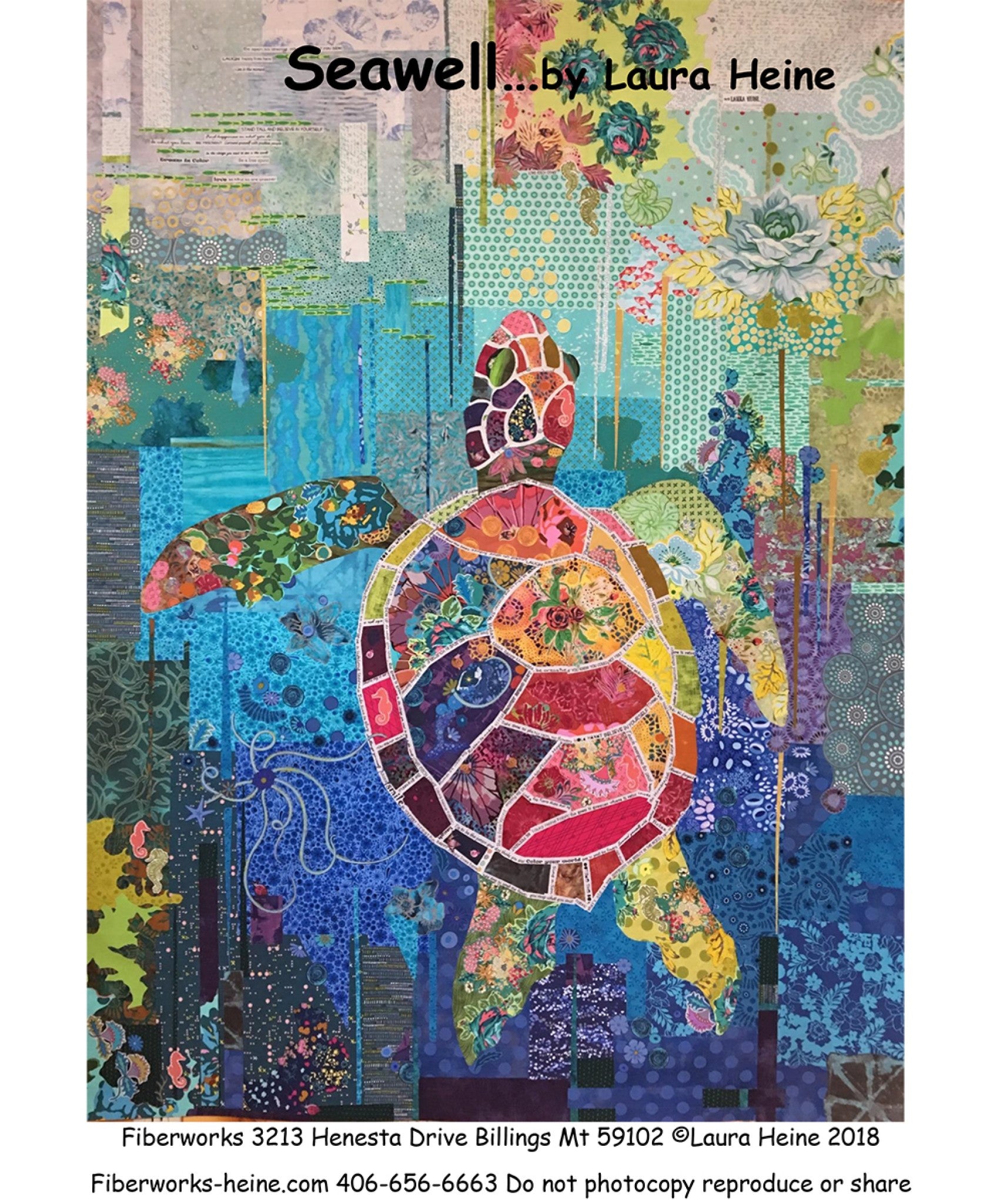 Seawell Sea Turtle Collage Quilt Pattern by Laura Heine for Fiberworks