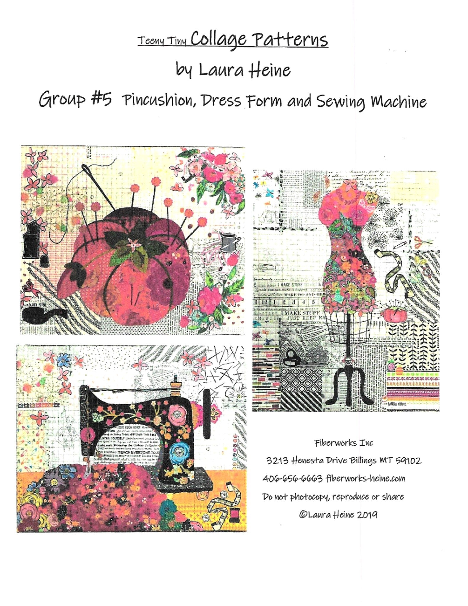 Teeny Tiny Collage Pattern Group 5 by Laura Heine for Fiberworks