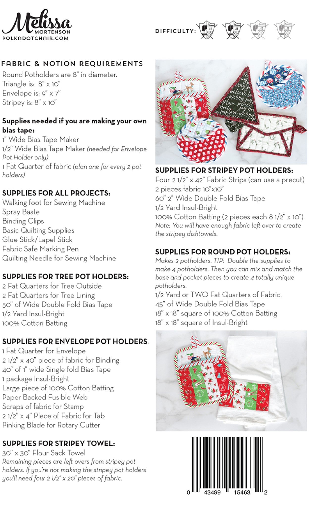 Pot Holder Parade Sewing Pattern from Melissa Mortenson