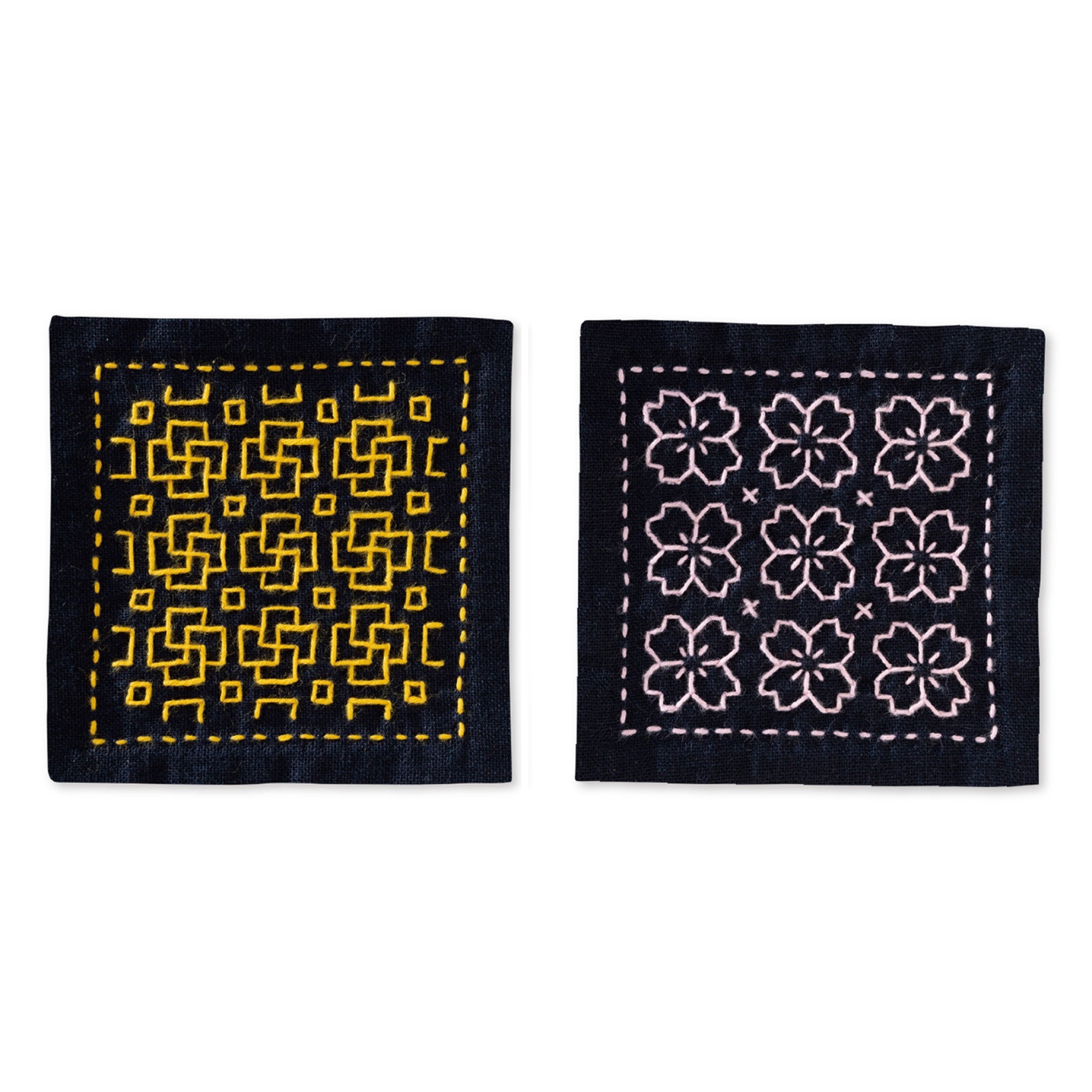 Sashiko Hitome-Zashi Kit - Coaster 2-Piece Set Navy from EmmaCreation (SK-0480)