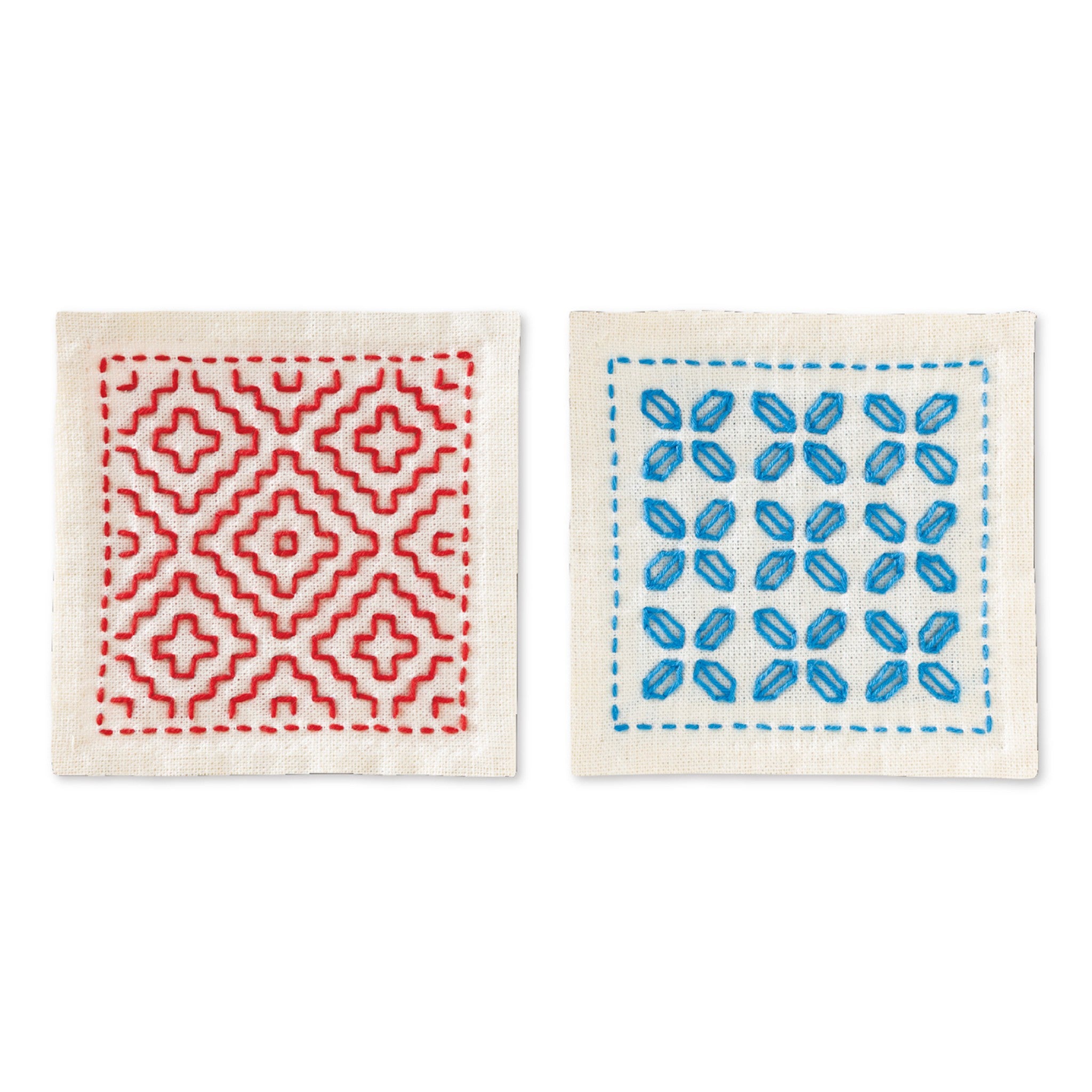 Sashiko Hitome-Zashi Kit - Coaster 2-Piece Set Ecru from EmmaCreation (SK-0481)