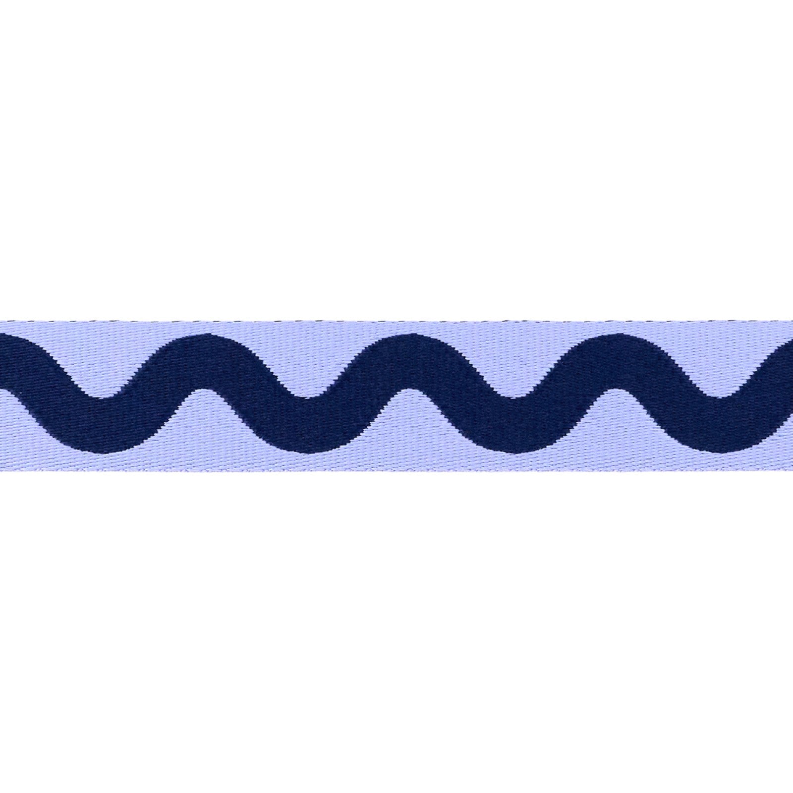 Flat close view of the Marine Lil Squiggle webbing, 1 inch wide, showing the woven two-color squiggle and the textured weave.