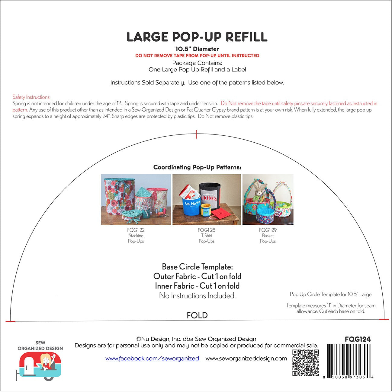 Large 10.5-Inch Pop Up Refill by Joanne Hillestad for Sew Organized Designs