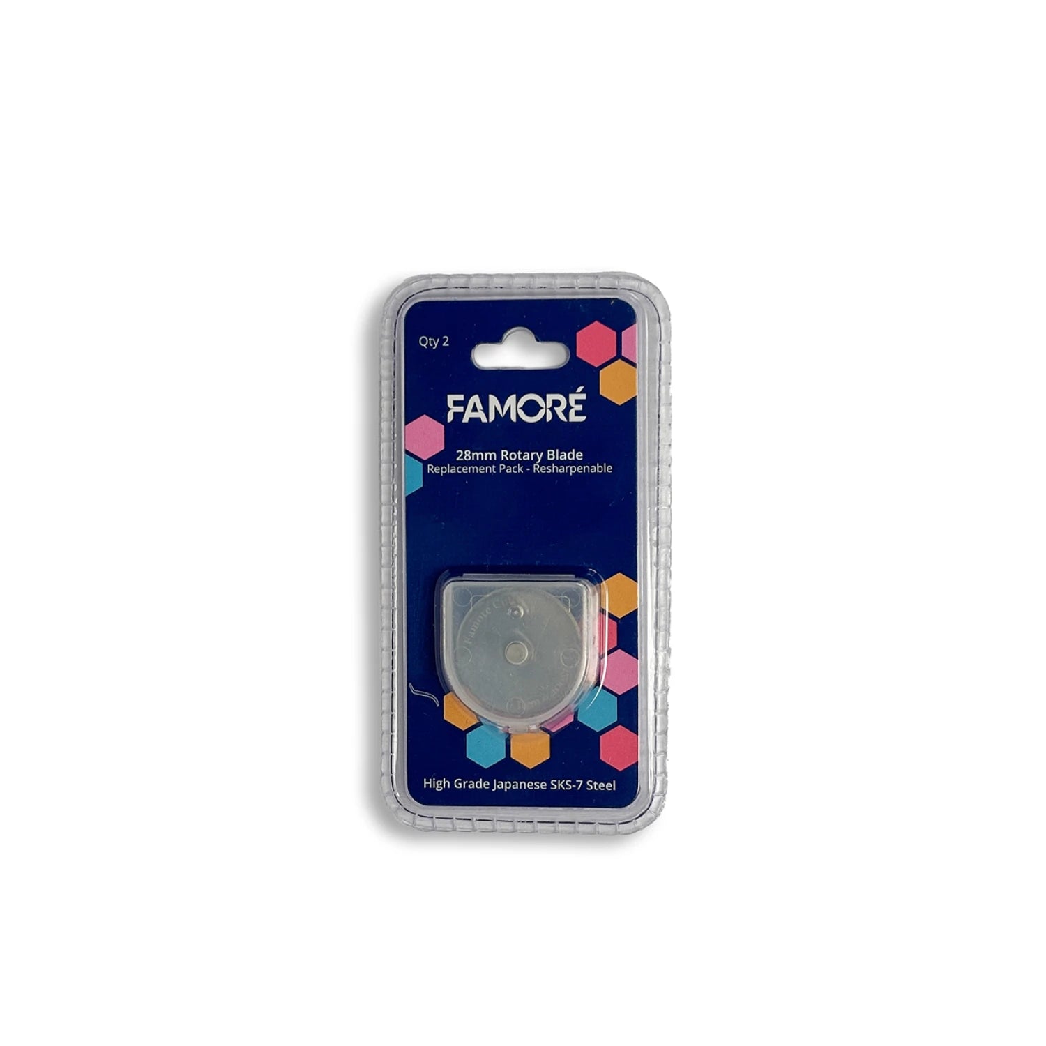 28mm SKS-7 Rotary Cutter Replacement Blades 2-Pack by Famore Cutlery