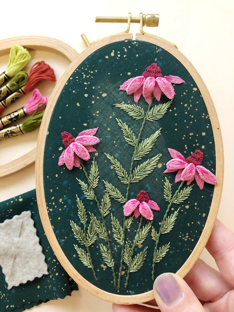 3D Coneflowers Intermediate Hand Embroidery Kit by Melissa Galbraith for M Creative J