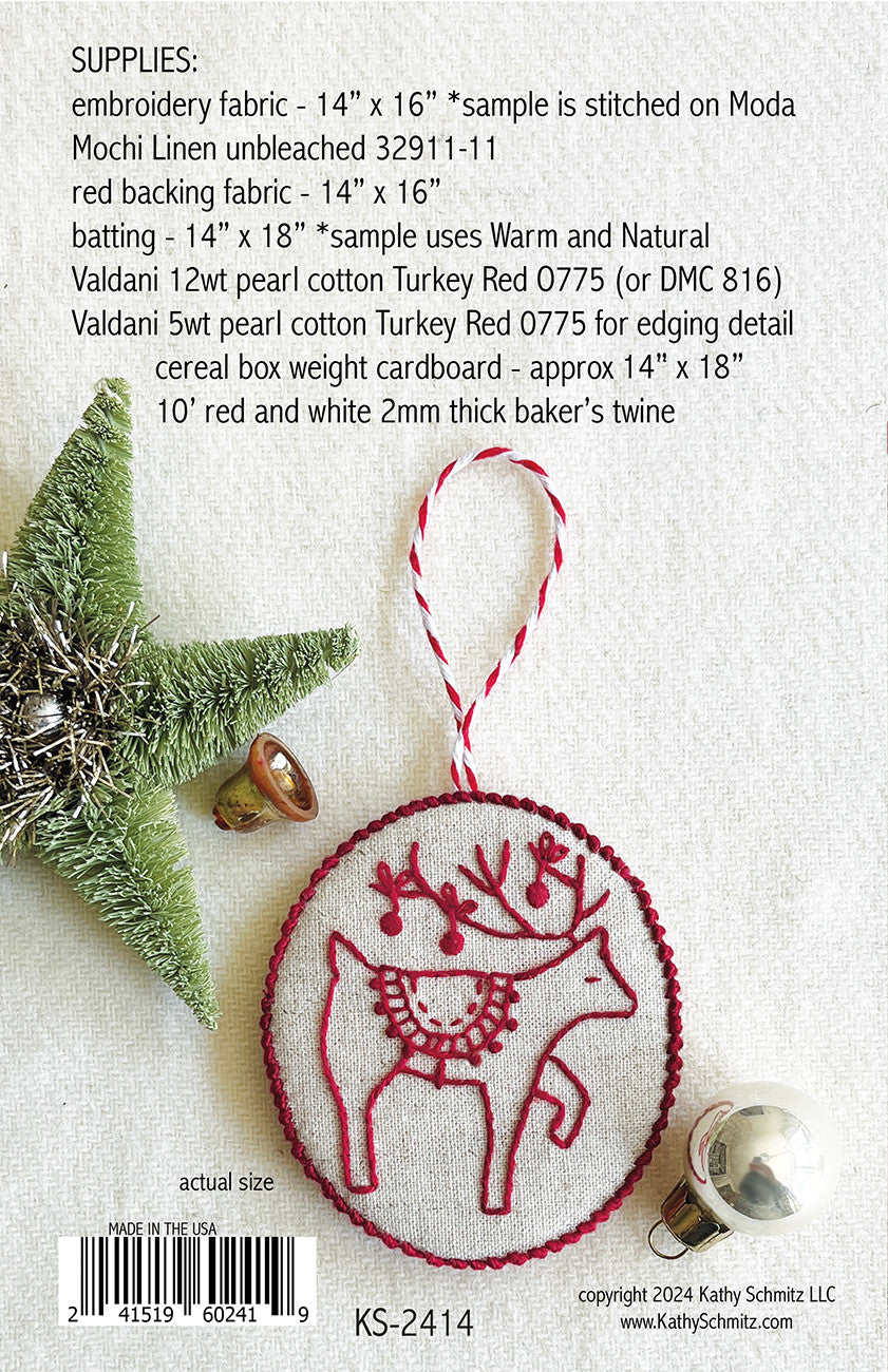 Jolly & Bright Redwork Ornaments Embroidery Pattern from Kathy Schmitz Studio