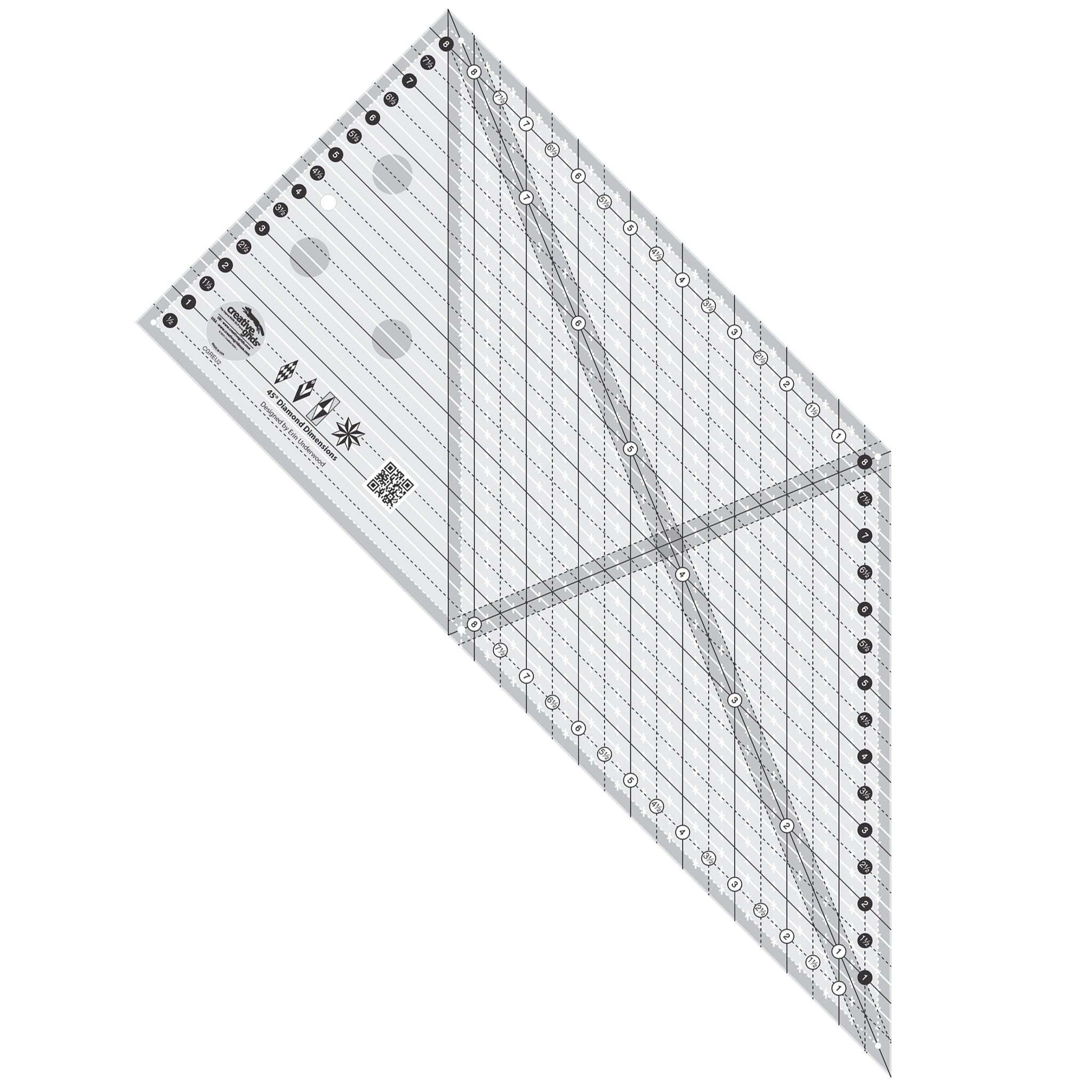 Creative Grids 45 Degree Diamond Dimensions 8-Inch Quilt Ruler (CGREU2