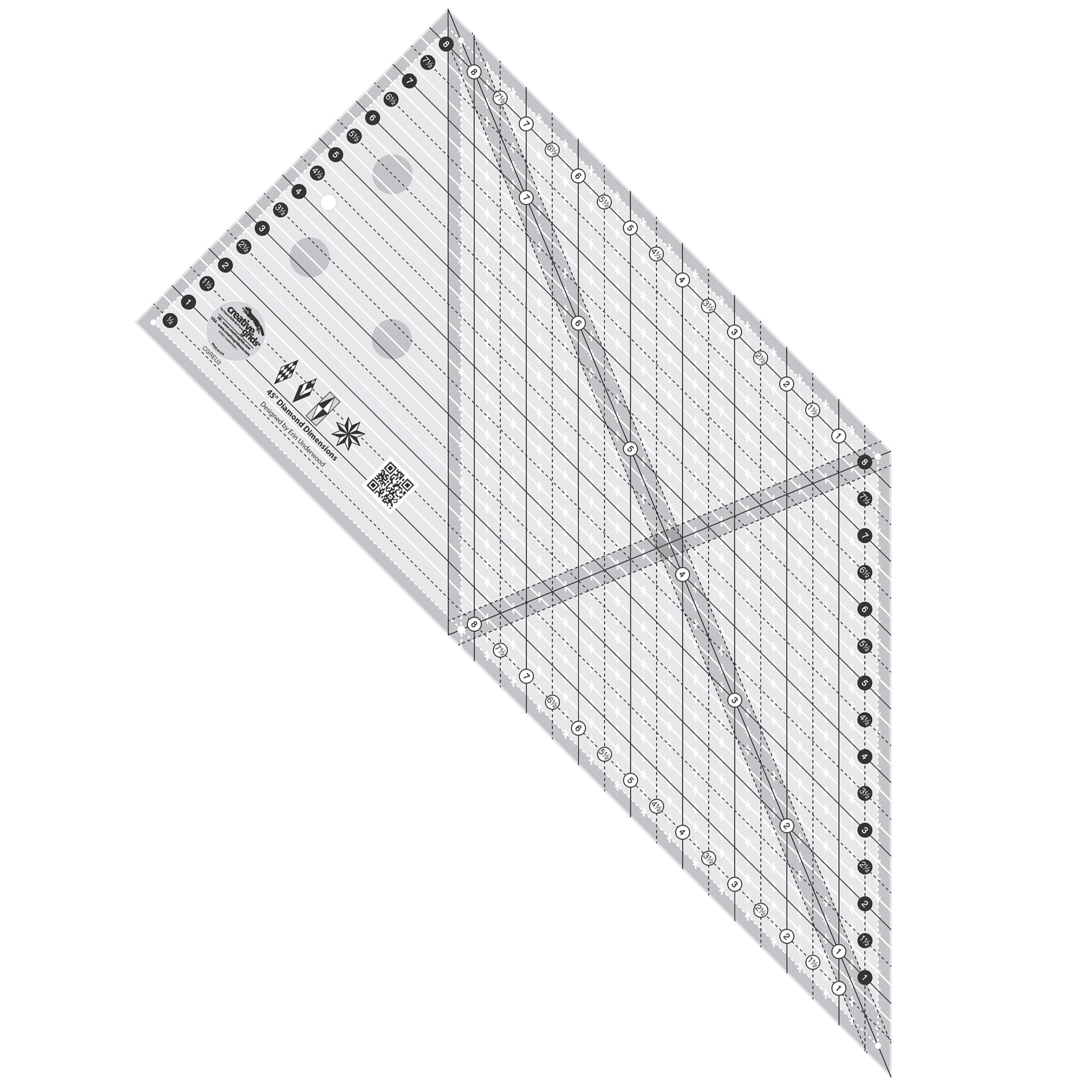Creative Grids 45 Degree Diamond Dimensions 8-Inch Quilt Ruler (CGREU2)