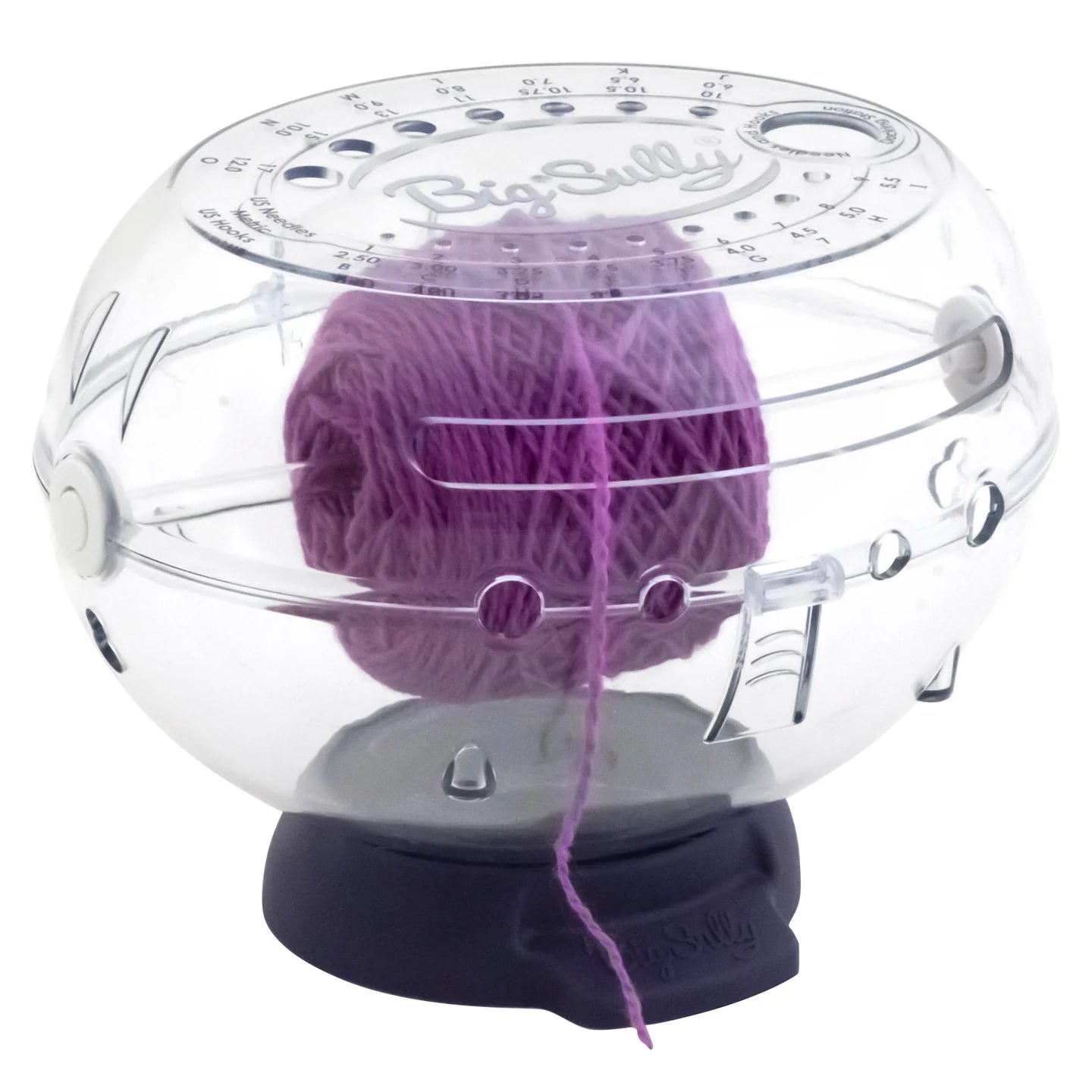 Prym Big Sully Yarn Holder Globe with Needle Gauge, Swatch Ruler, and Storage Base