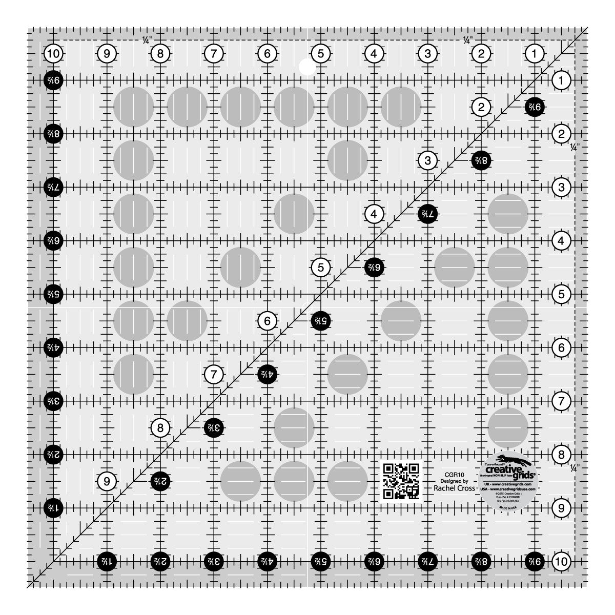Creative Grids 10-1/2-Inch Square Quilt Ruler (CGR10)