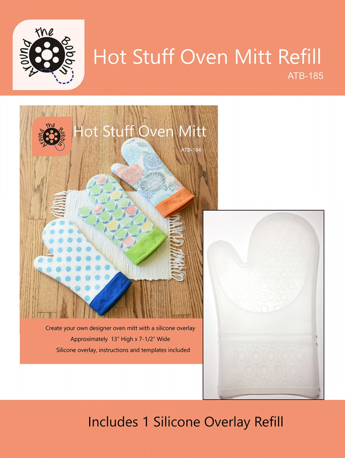 Translucent Silicone Mitt Refill for use with Hot Stuff Oven Mitt Sewing Pattern by Lisa Amundson for Around the Bobbin