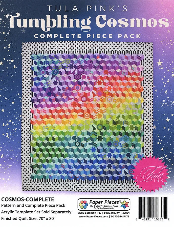 Tumbling Cosmos Quilt Pattern and Paper Piece Pack Complete Set by Tula Pink for Paper Pieces
