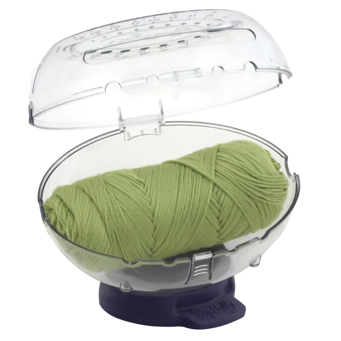 Prym Big Sully Yarn Holder Globe with Needle Gauge, Swatch Ruler, and Storage Base