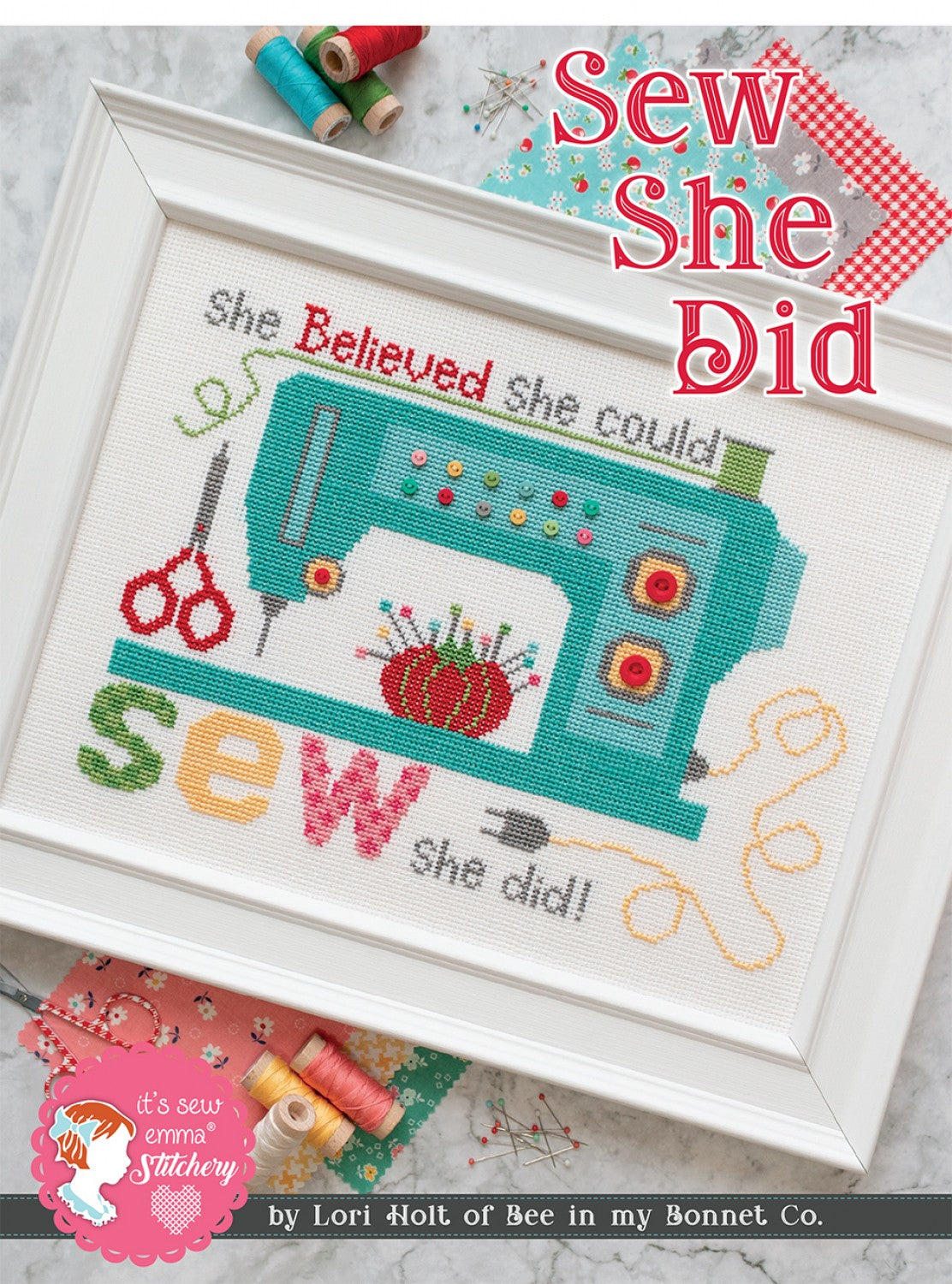 Sew She Did Cross Stitch Pattern by Lori Holt for It's Sew Emma