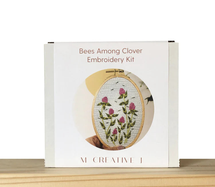 Bees Among Clover Intermediate Hand Embroidery Kit by Melissa Galbraith for M Creative J