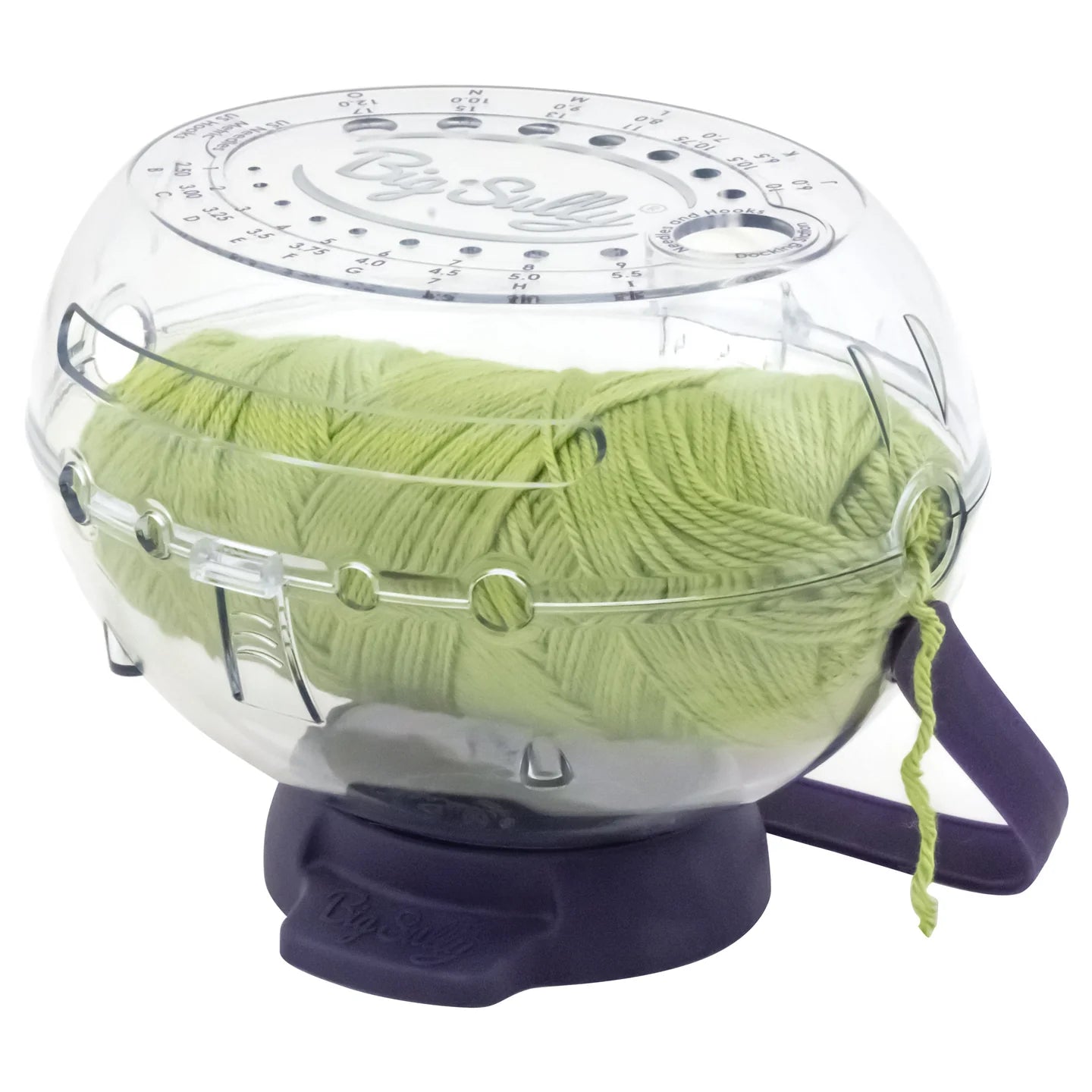 Prym Big Sully Yarn Holder Globe with Needle Gauge, Swatch Ruler, and Storage Base