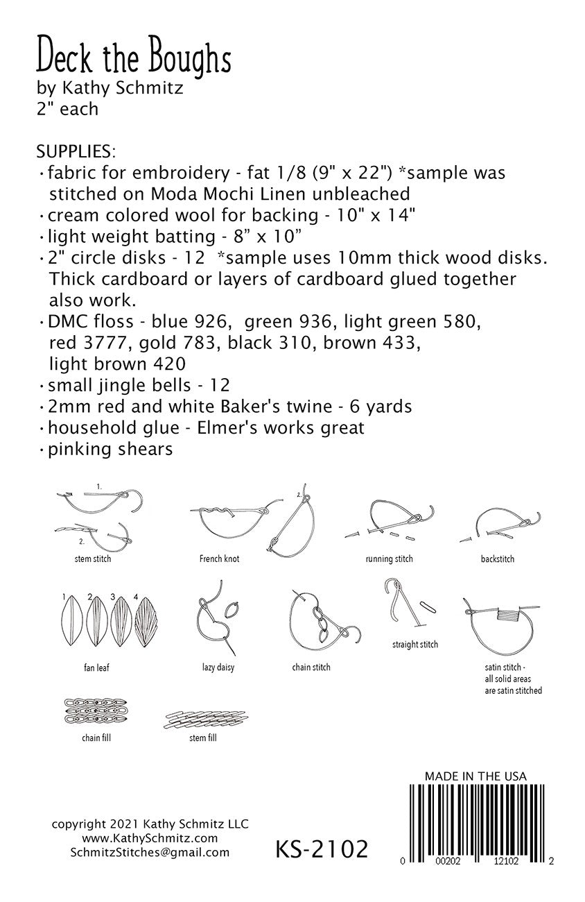 Deck the Boughs Embroidery Pattern from  Kathy Schmitz Studio