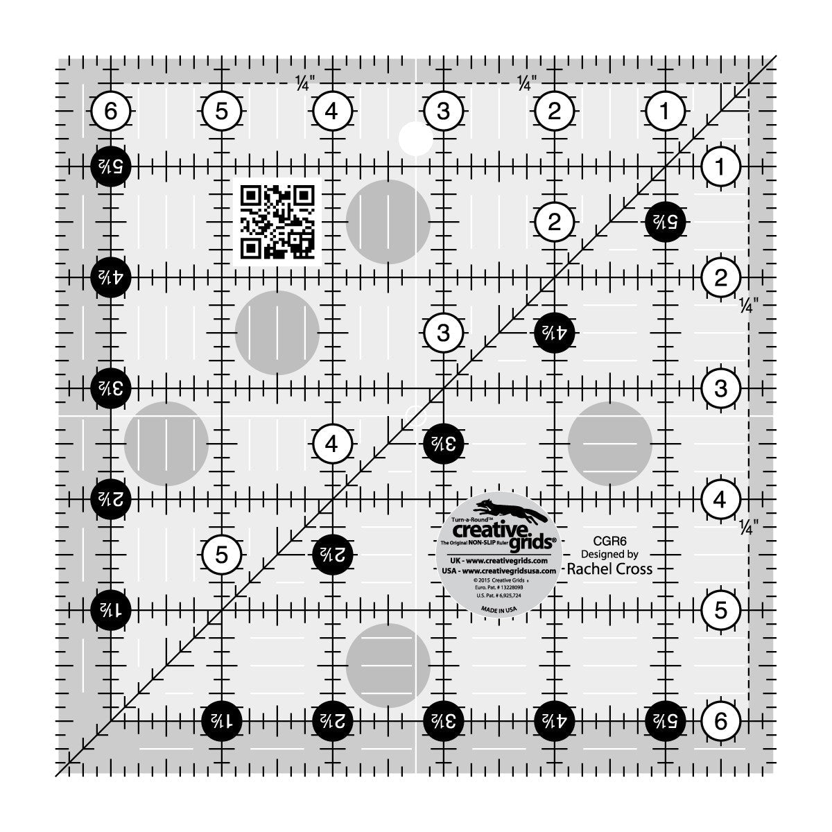 Creative Grids 6-1/2-Inch Square Quilt Ruler (CGR6)