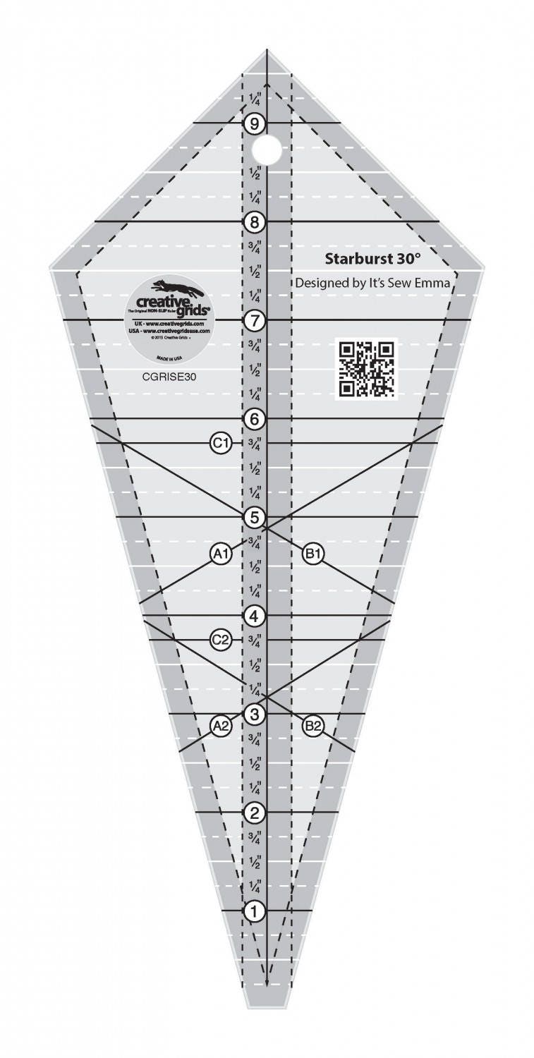 Creative Grids Starburst 30 Degree Triangle Quilt Ruler (CGRISE30)