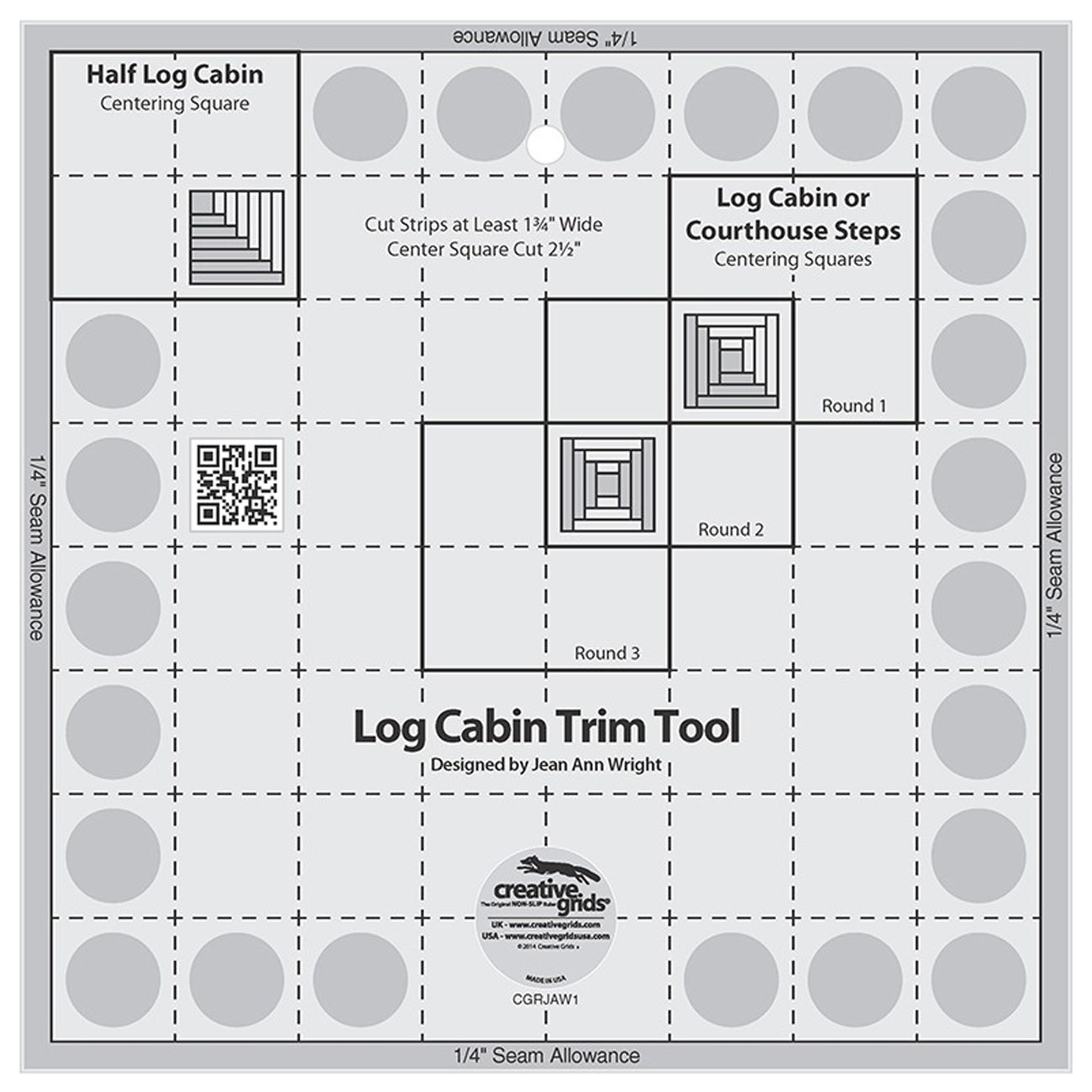 Creative Grids Log Cabin Trim Tool For 8-Inch Finished Blocks (CGRJAW1)