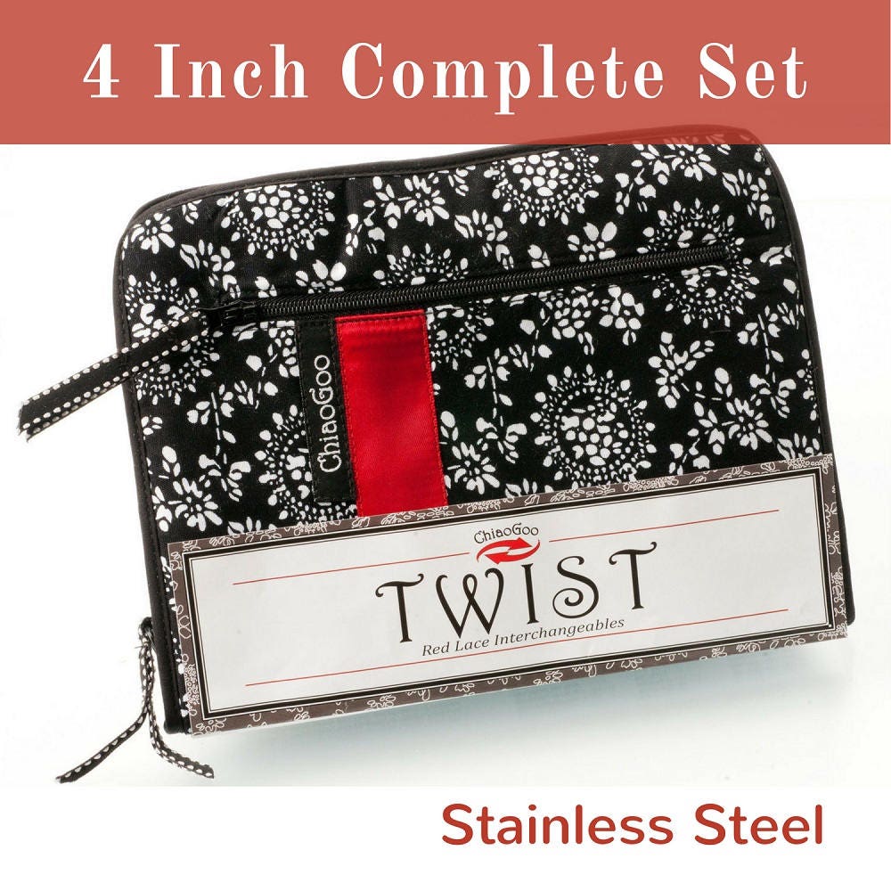 ChiaoGoo TWIST 4-Inch Stainless Steel Red Lace Interchangeable Knitting Needles - Complete Set