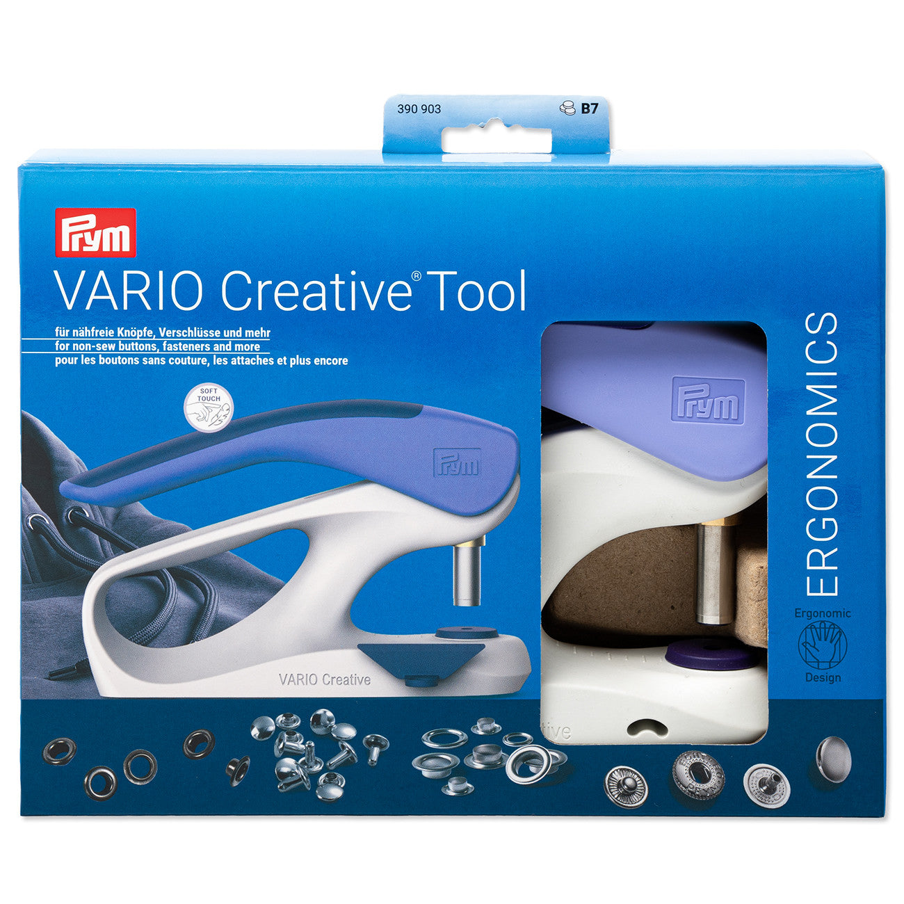 Prym Vario Creative Ergonomic Crafting Tool for Punched Holes, Snaps, Eyelets, and Rivets