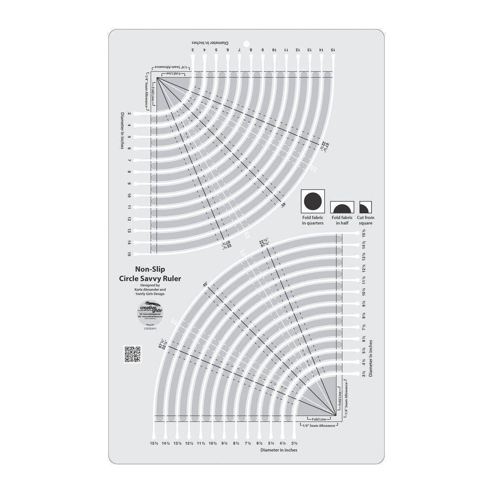 Creative Grids Circle Savvy 11-3/4-Inch x 18-1/2-Inch Quilt Ruler (CGRSAV1)