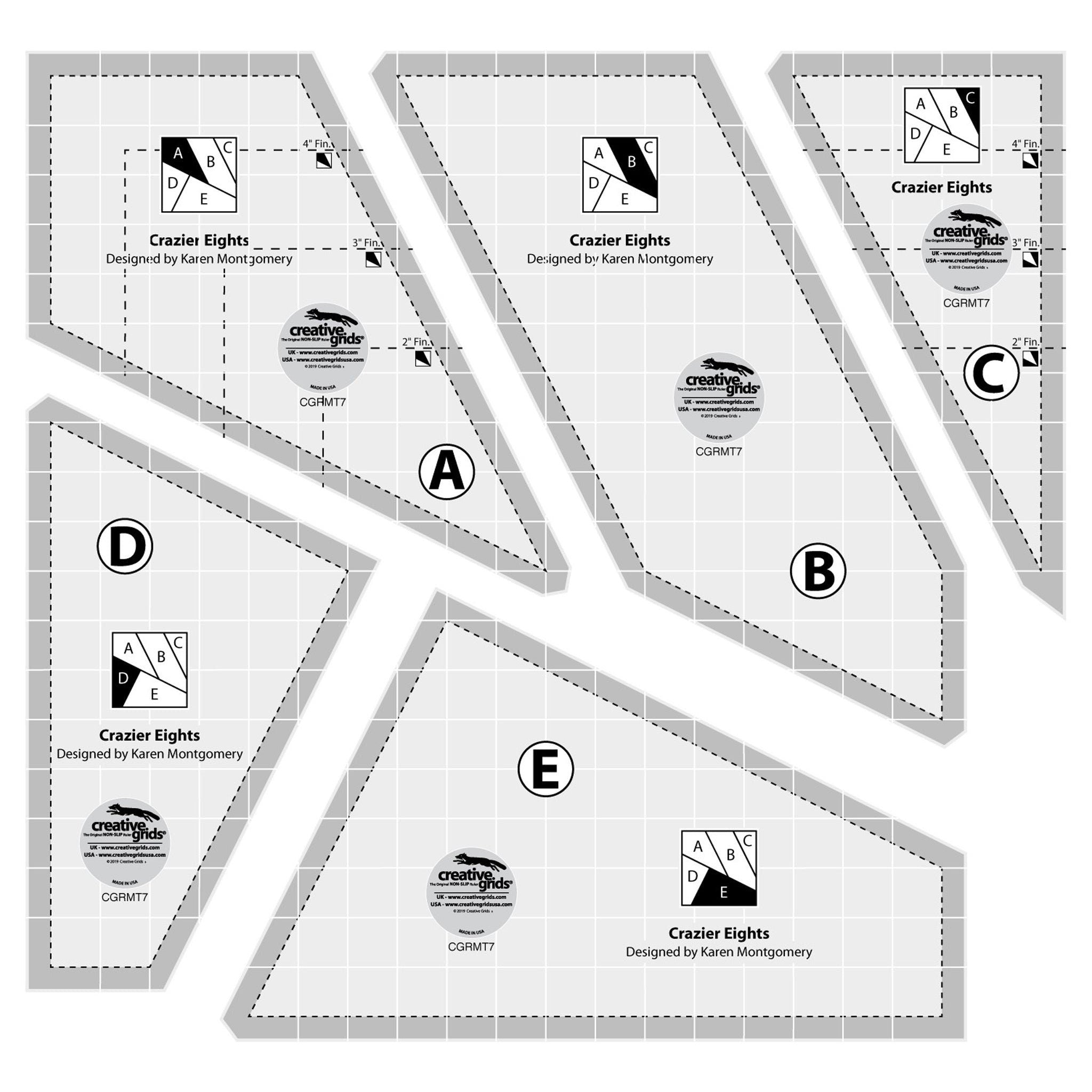 Creative Grids Crazier Eights Quilting Ruler Template (CGRMT7)