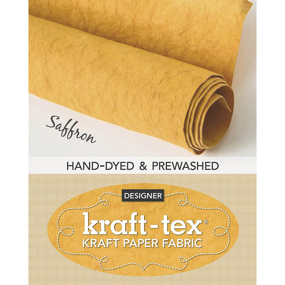 Kraft-Tex Roll, Designer Saffron, 18.5 Inches x 28.5 Inches Hand-Dyed Prewashed Paper Fabric