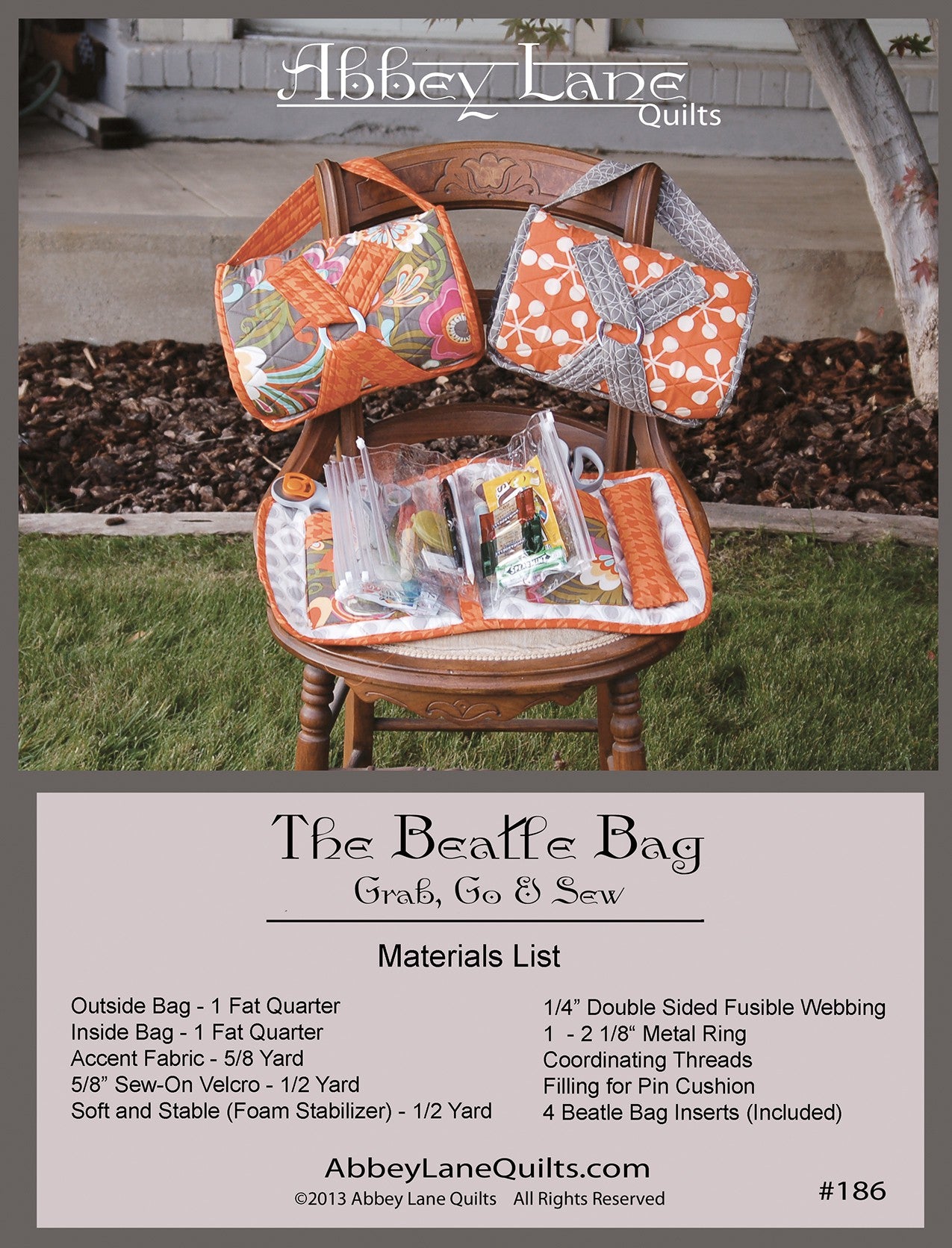 The Beatle Bag Sewing Pattern with Inserts by Marcea Owen and Janice Liljenquist for Abbey Lane Quilts