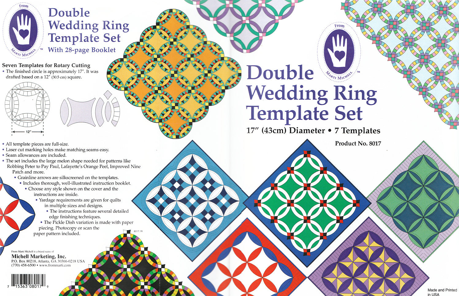 Double Wedding Ring 17-Inch Diameter Set of 7 Templates From Marti Michell