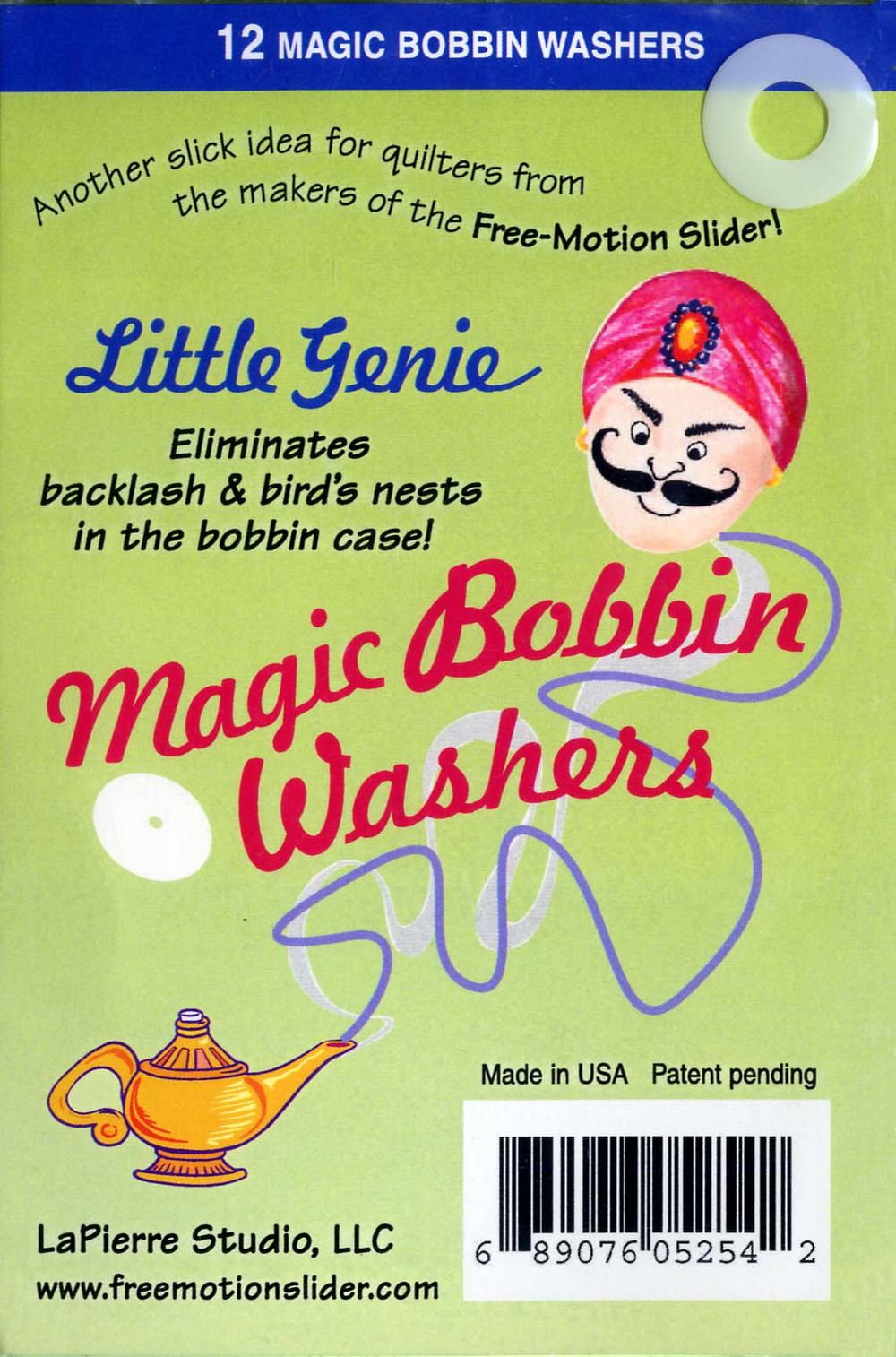 Little Genie Magic Bobbin Washers Center Hole Size L Green Pack of 12 by La Pierre Studio