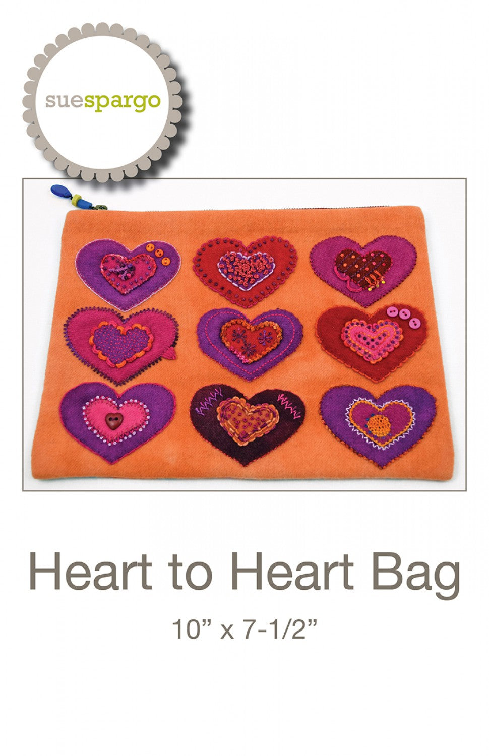 Heart to Heart Bag - Applique, Embroidery, and Sewing Pattern by Sue Spargo of Folk Art Quilts