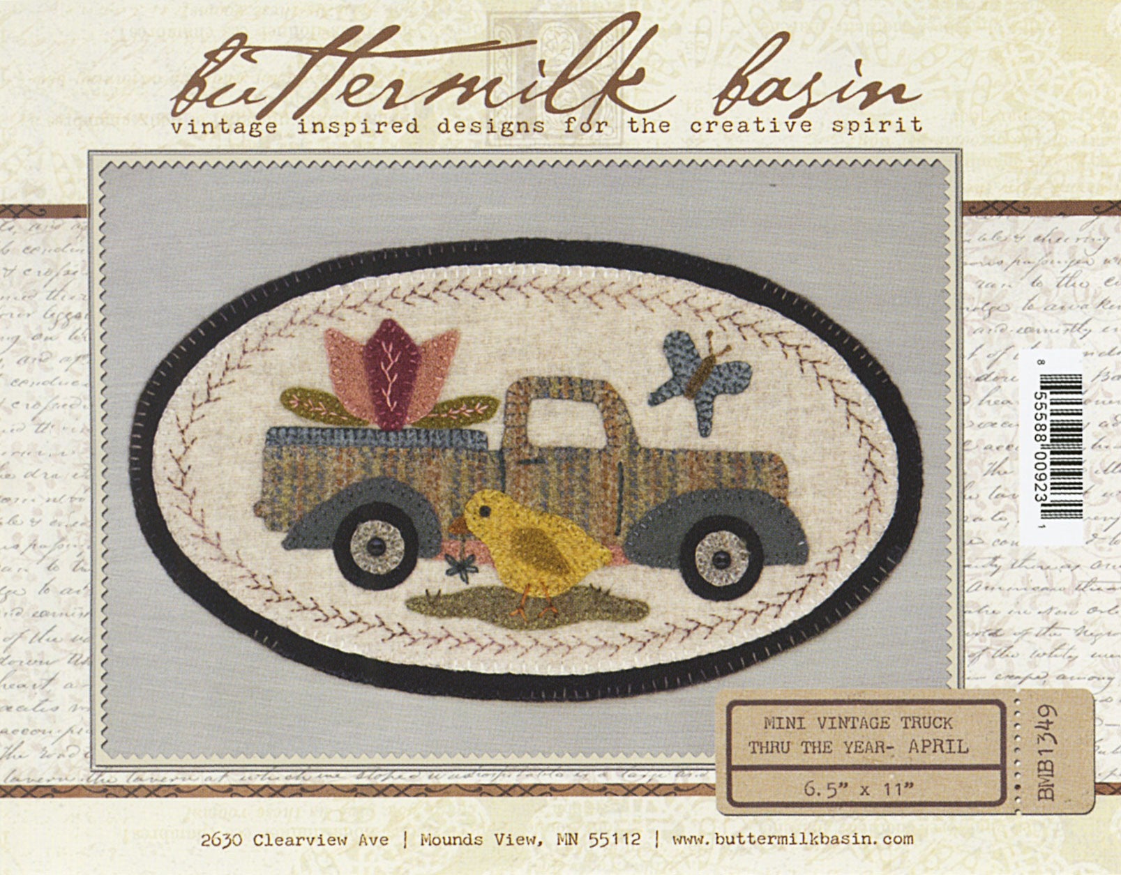 Mini Vintage Truck Thru The Year April Applique Pattern by Buttermilk Basin